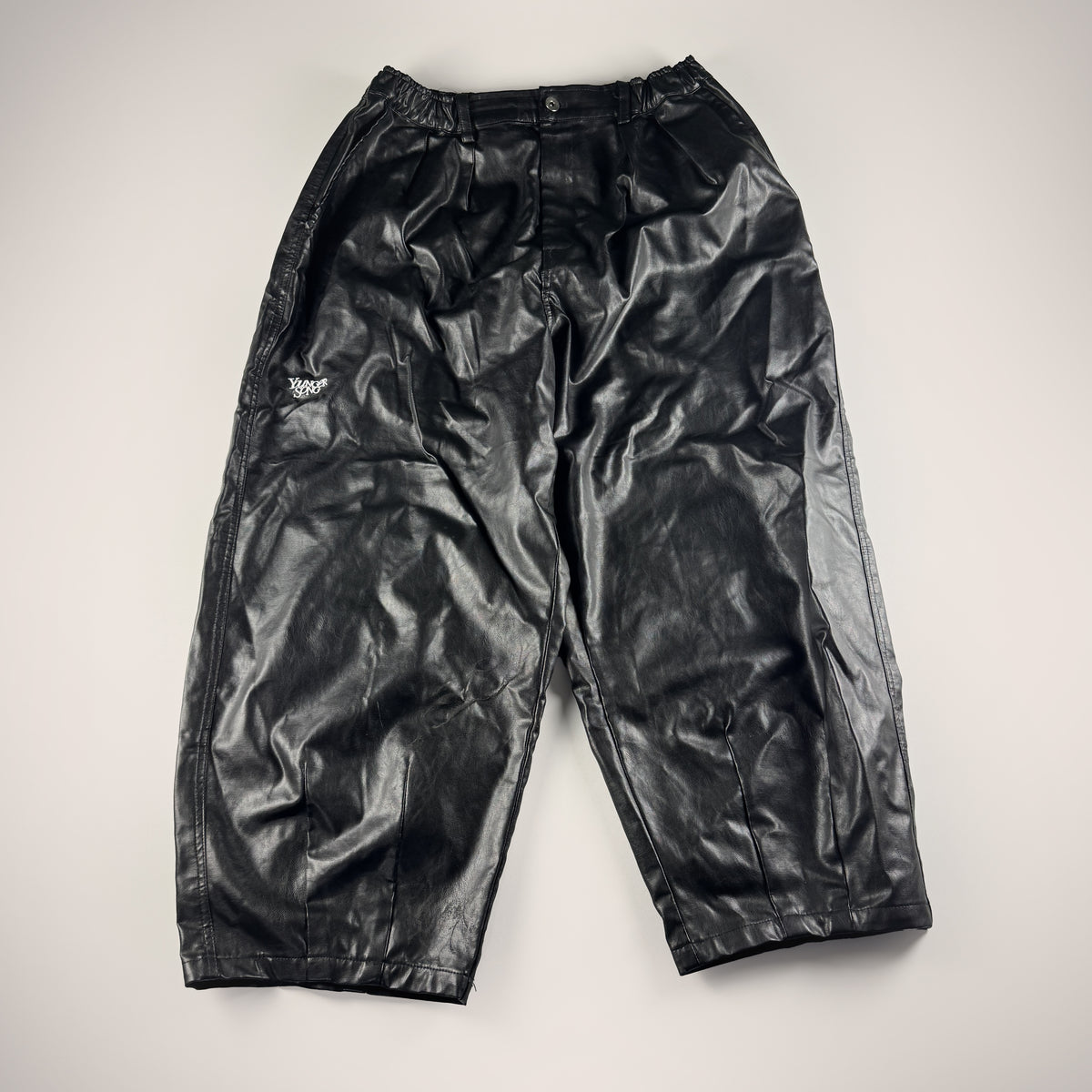 Younger Song Black Wide Vegan Leather Pants (L)