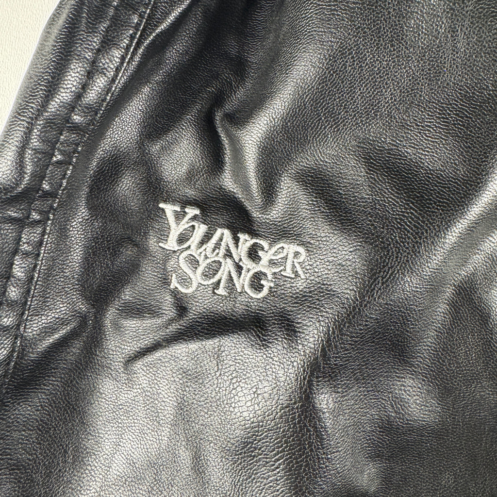 Younger Song Black Wide Vegan Leather Pants (L)