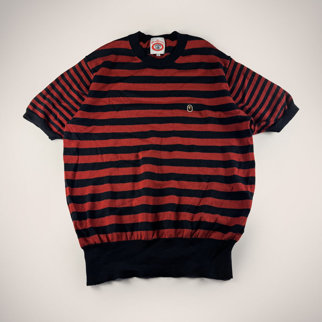 BAPE "Gorilla Wool" Striped Red S/S Sweater (L)