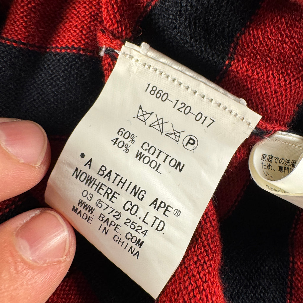 BAPE "Gorilla Wool" Striped Red S/S Sweater (L)