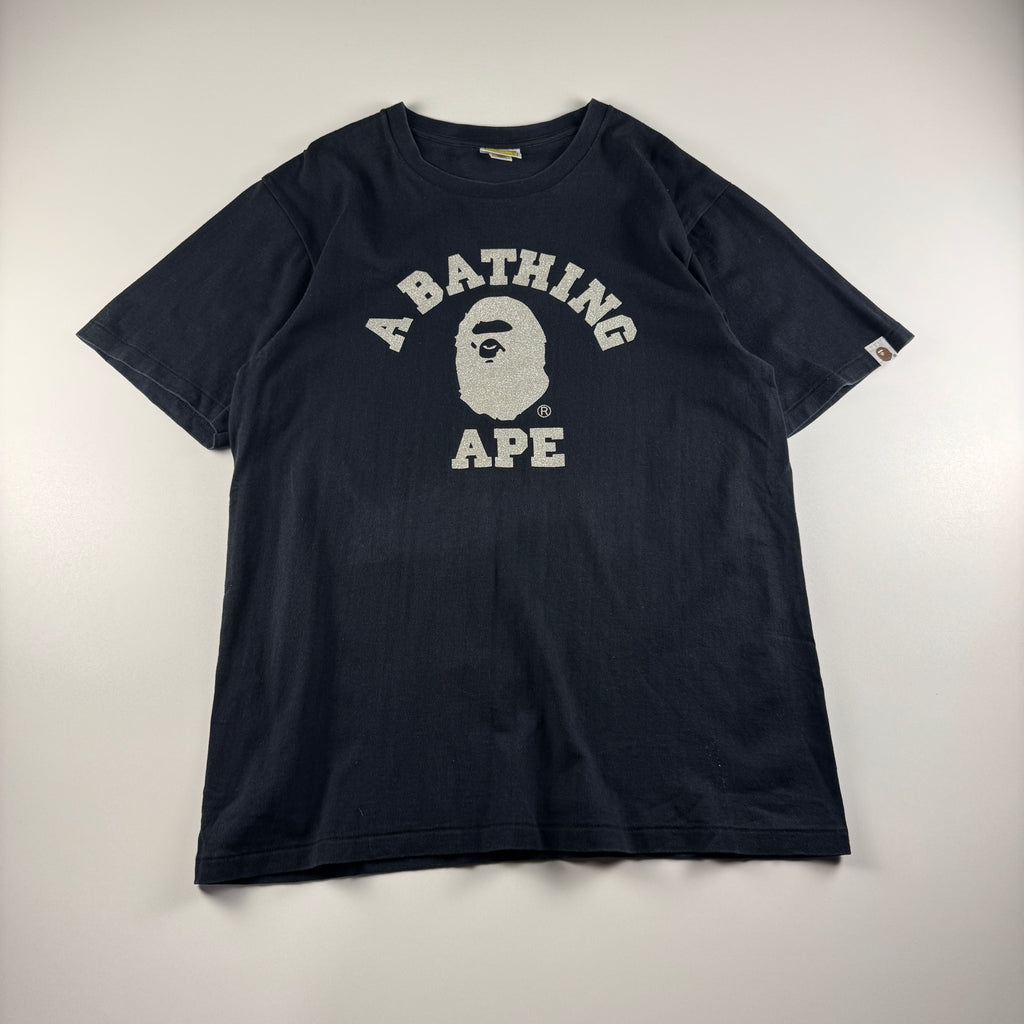 BAPE Glitter College Black Tee (L)