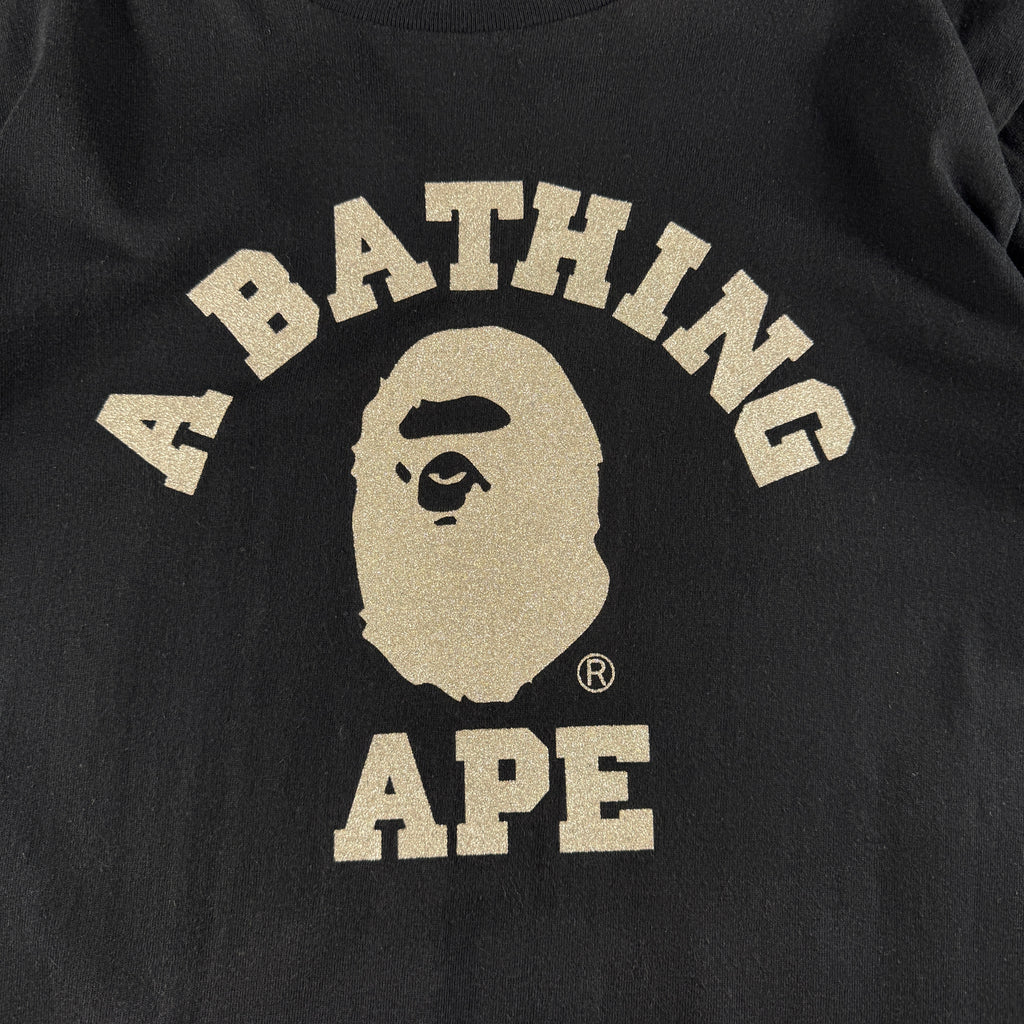 BAPE Glitter College Black Tee (L)