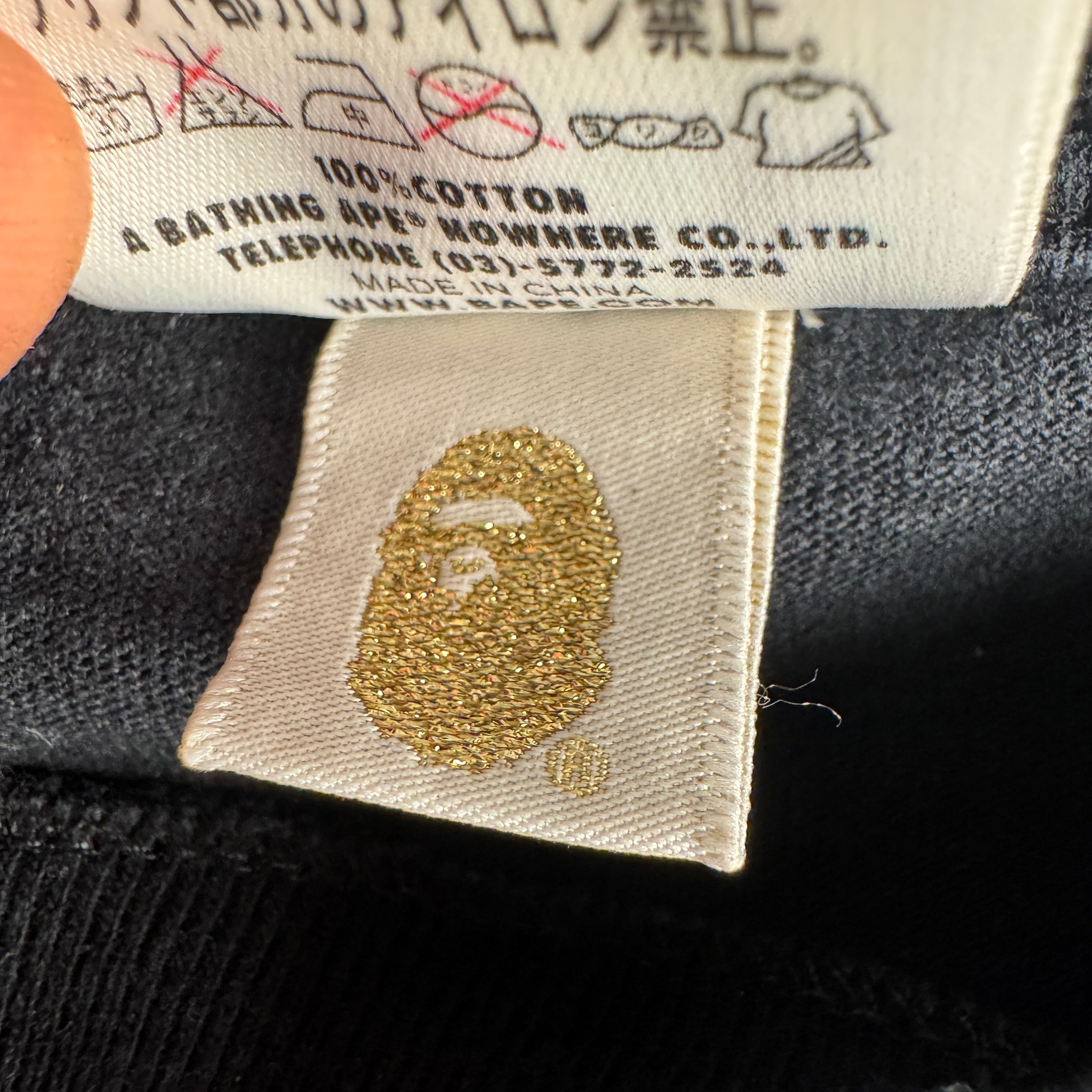 BAPE Tartan Busy Works Circle Logo Black Tee (M)