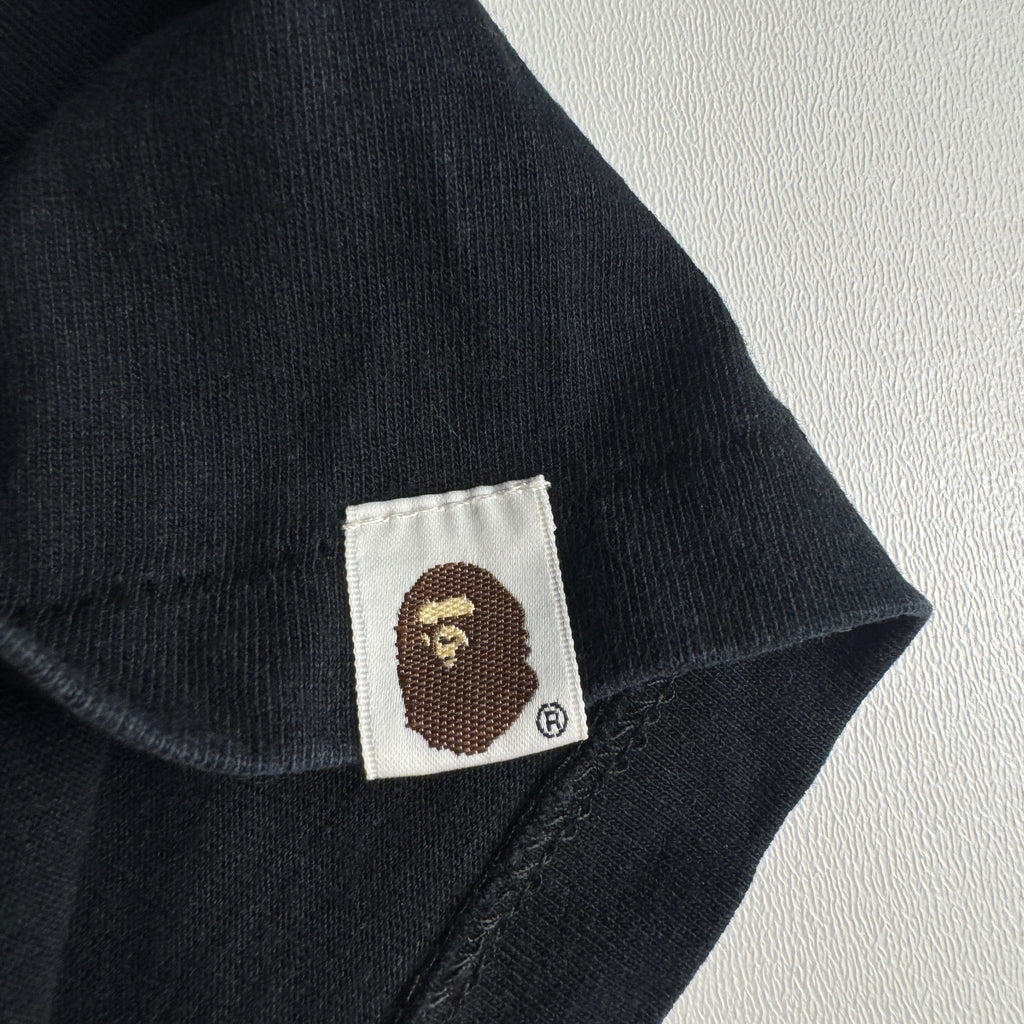 BAPE Tartan Busy Works Circle Logo Black Tee (M)