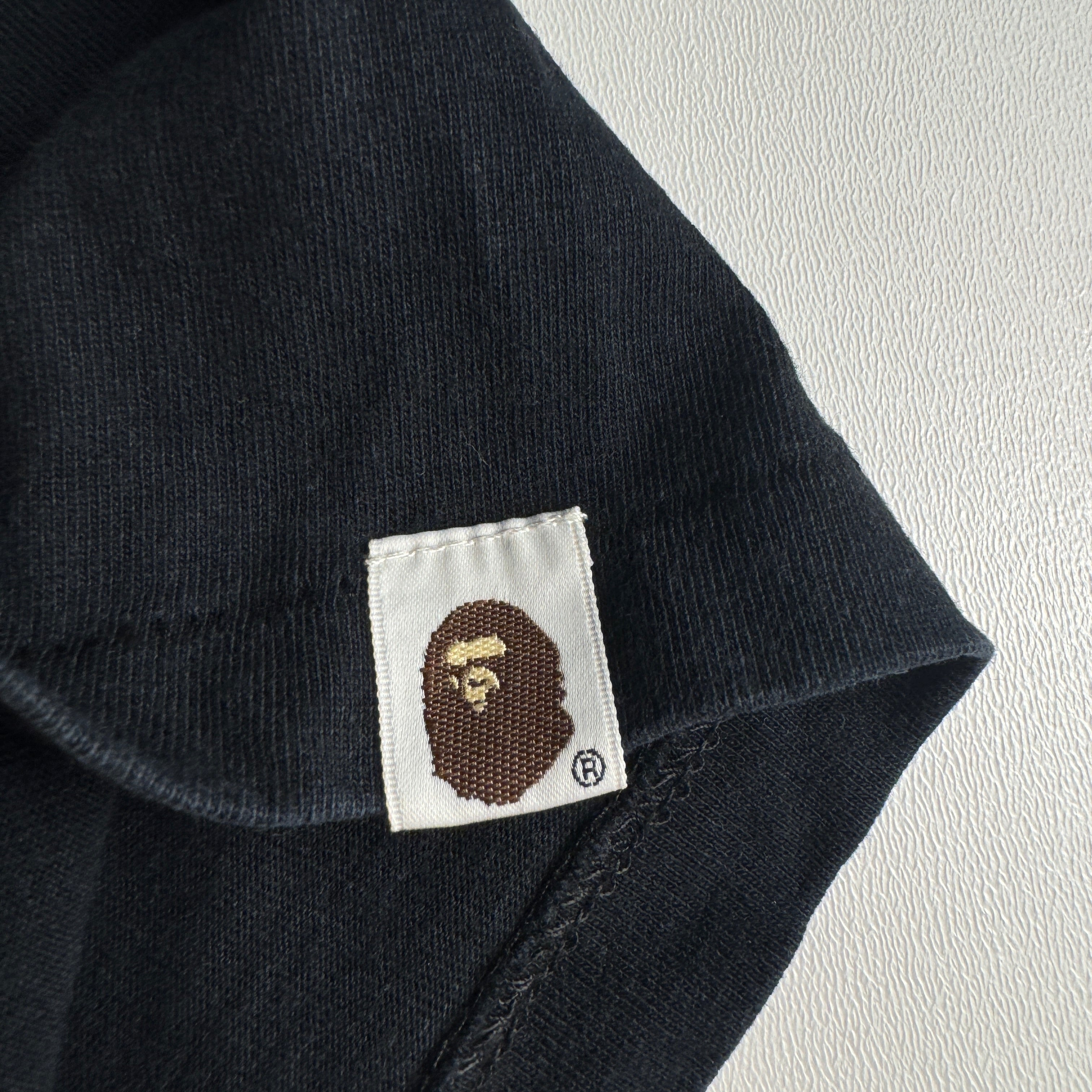 BAPE Tartan Busy Works Circle Logo Black Tee (M)