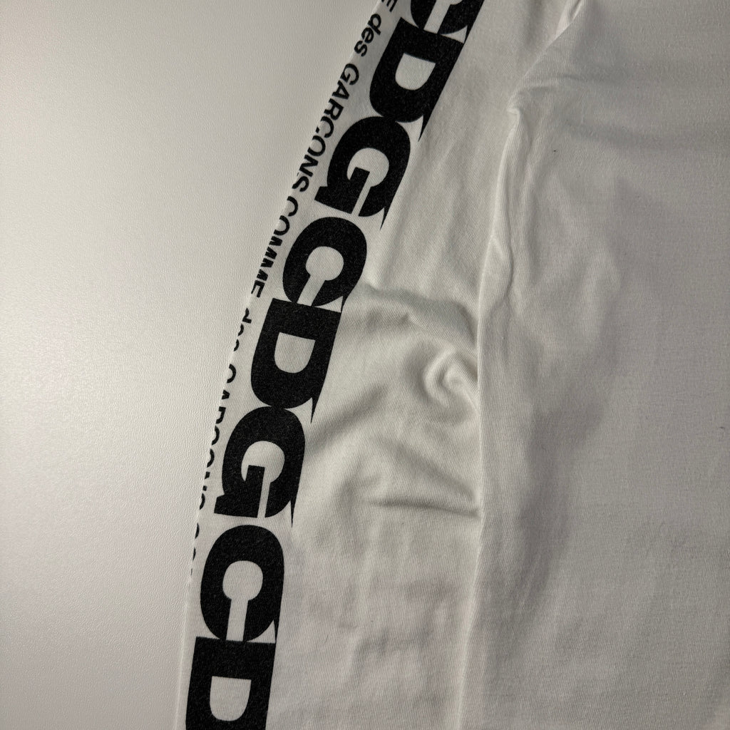 CDG Sleeve Print White Long Sleeve Tee (M)