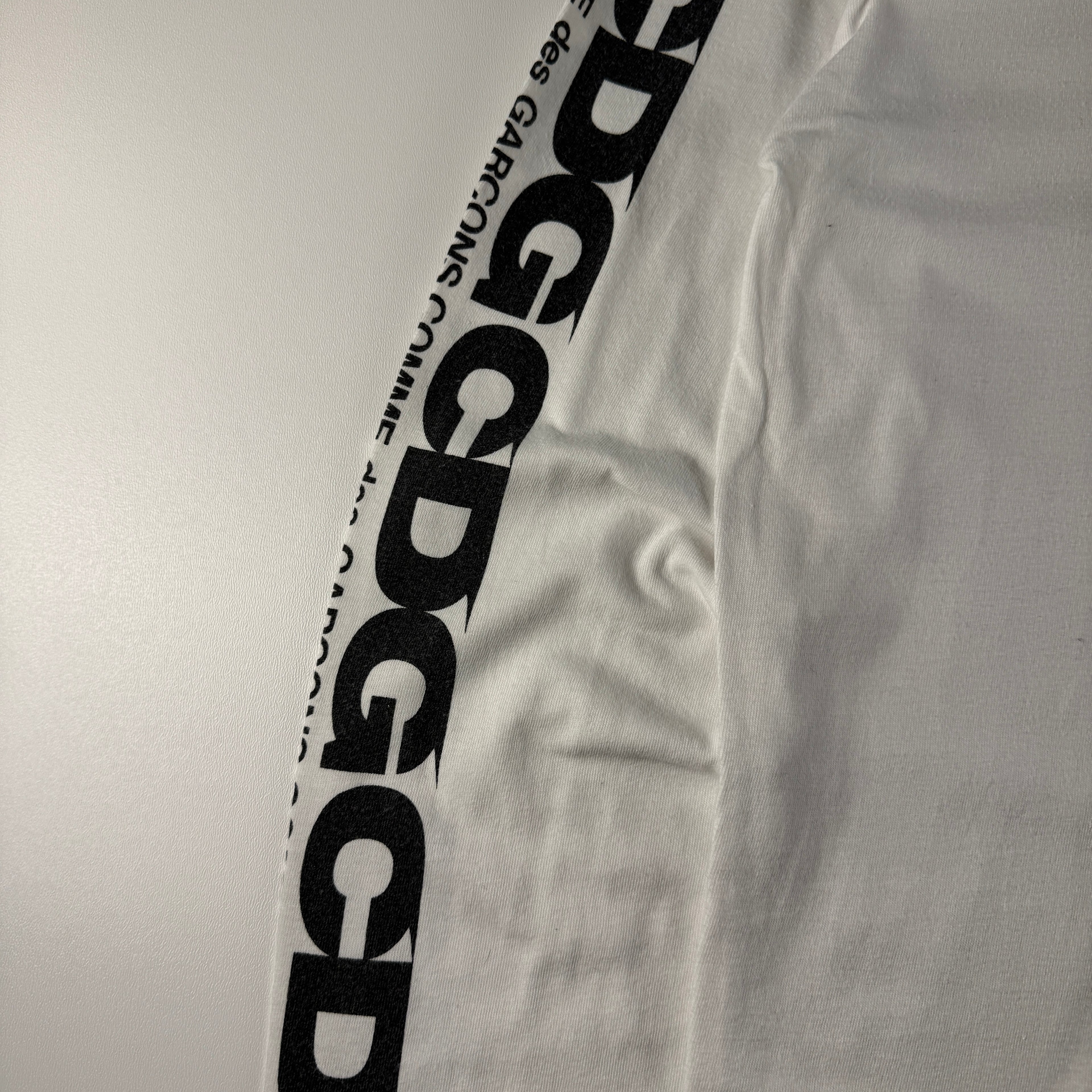 CDG Sleeve Print White Long Sleeve Tee (M)