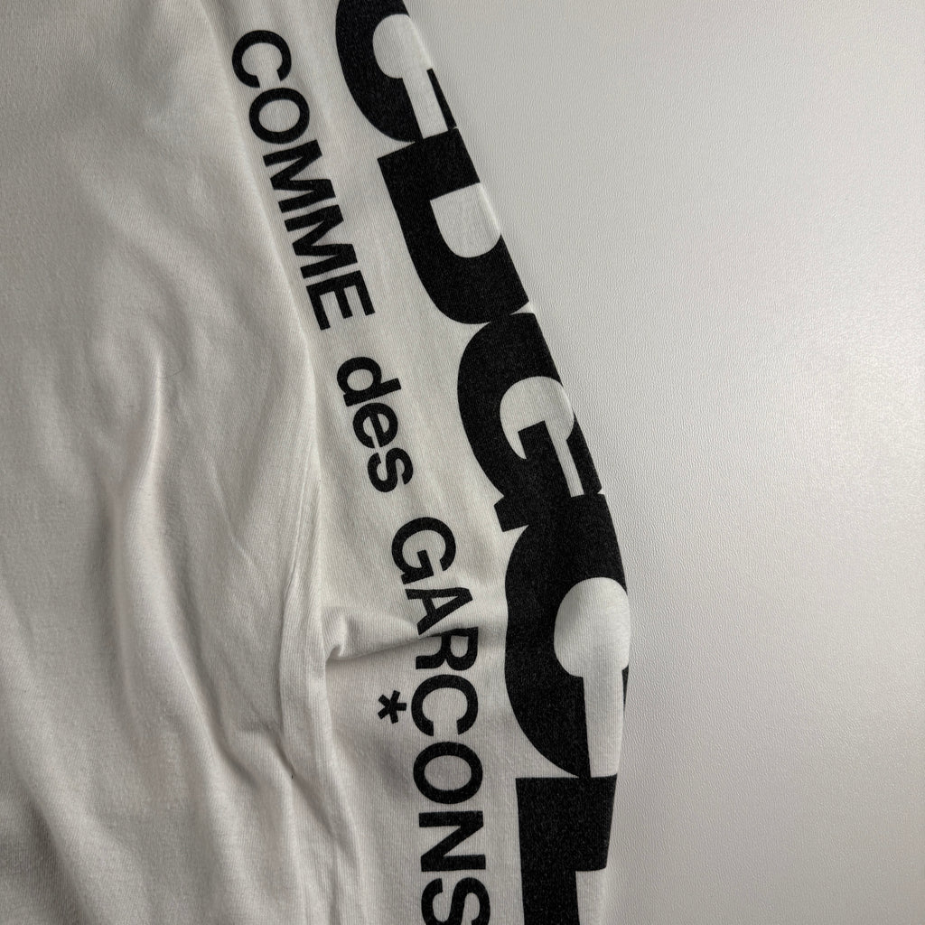 CDG Sleeve Print White Long Sleeve Tee (M)