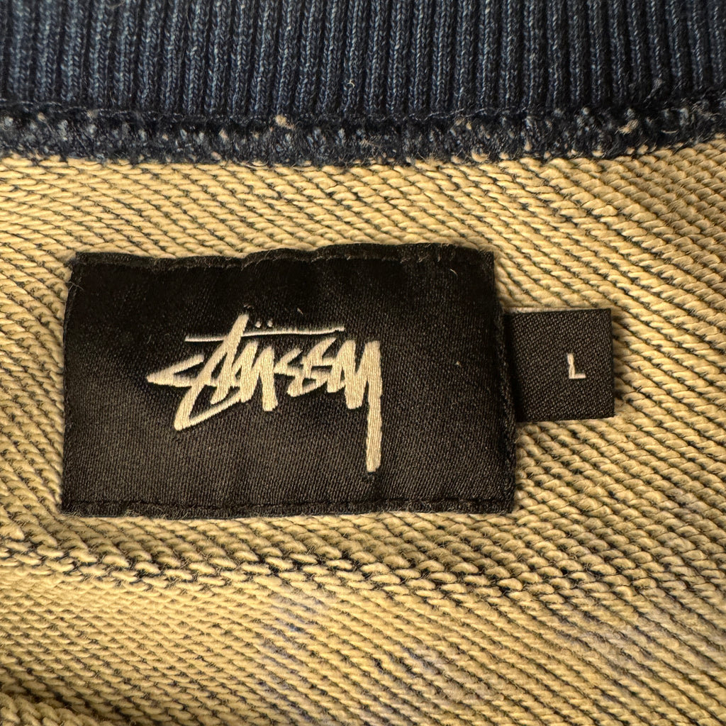 Stussy Logo Blue Heavy Short Sleeve Sweater (L)