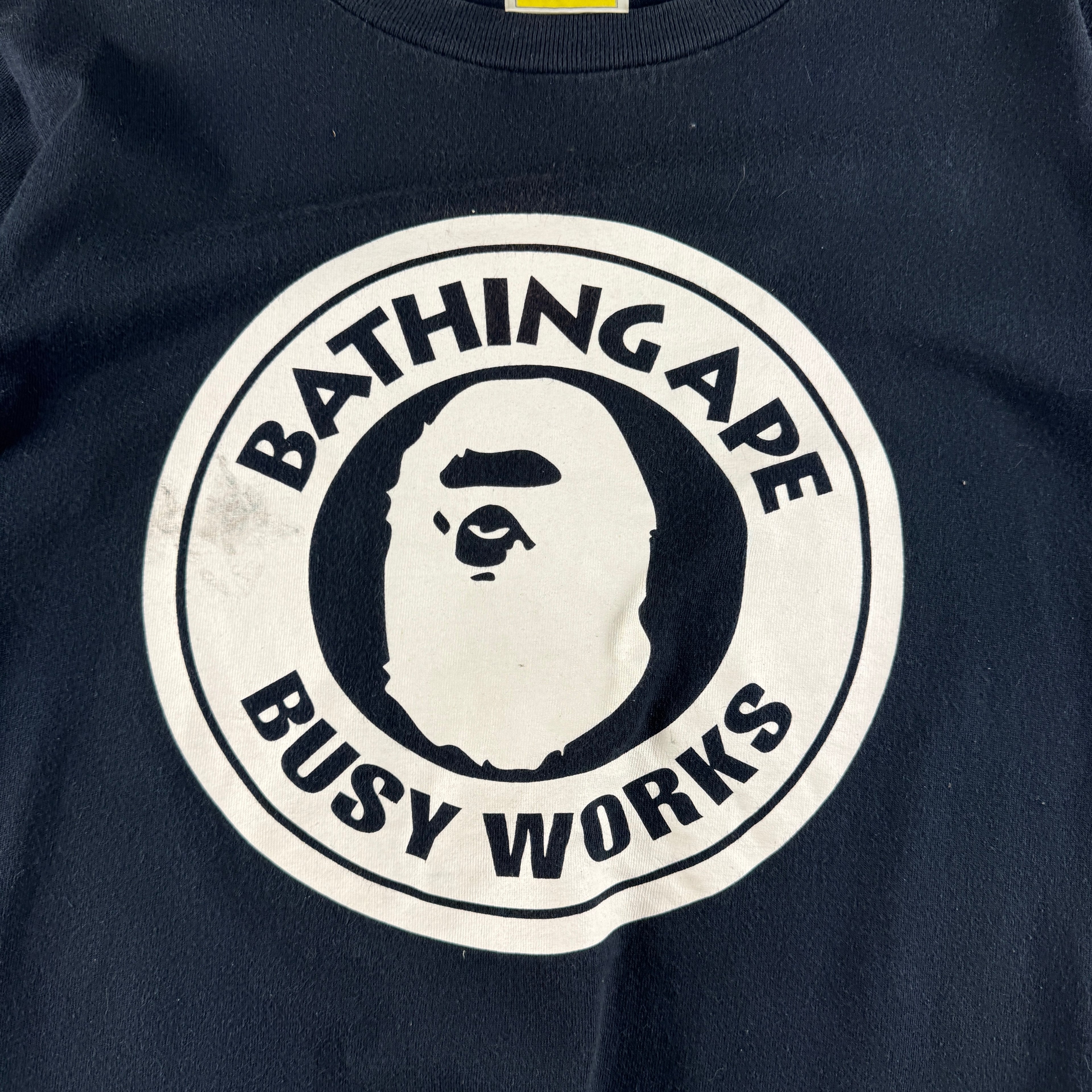 BAPE Busy Works Circle Logo Black Tee (Ladies S)