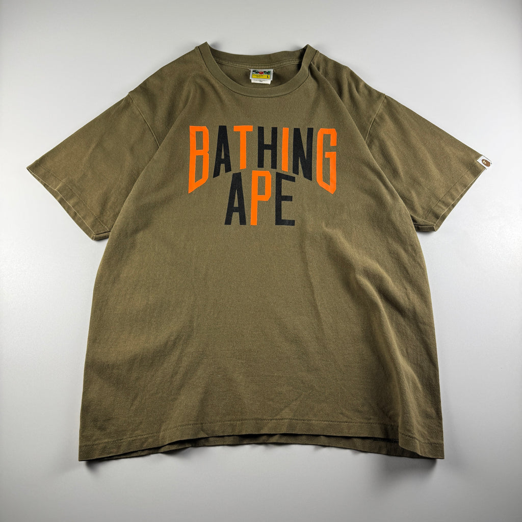 BAPE Spell Out Logo Green Tee (L)