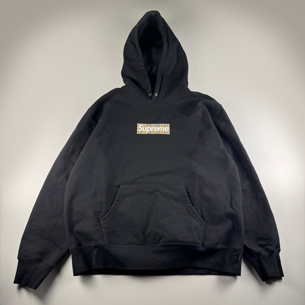 Supreme x Burberry Box Logo Black Hoodie (M)