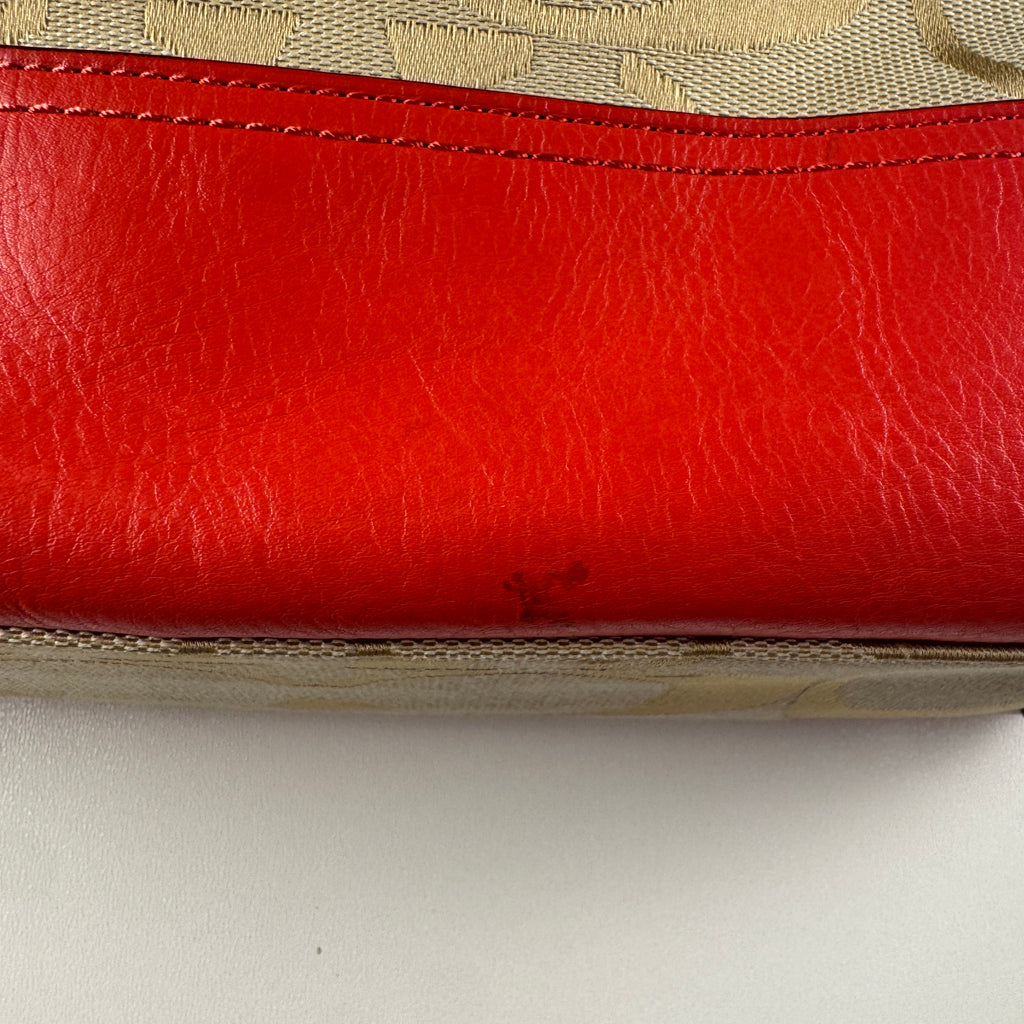 Coach Orange Beige Signature Canvas and Leather Haley Bag