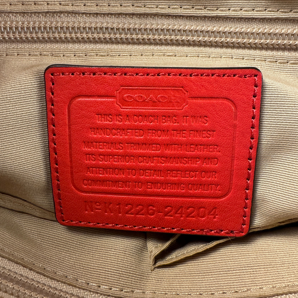 Coach Orange Beige Signature Canvas and Leather Haley Bag