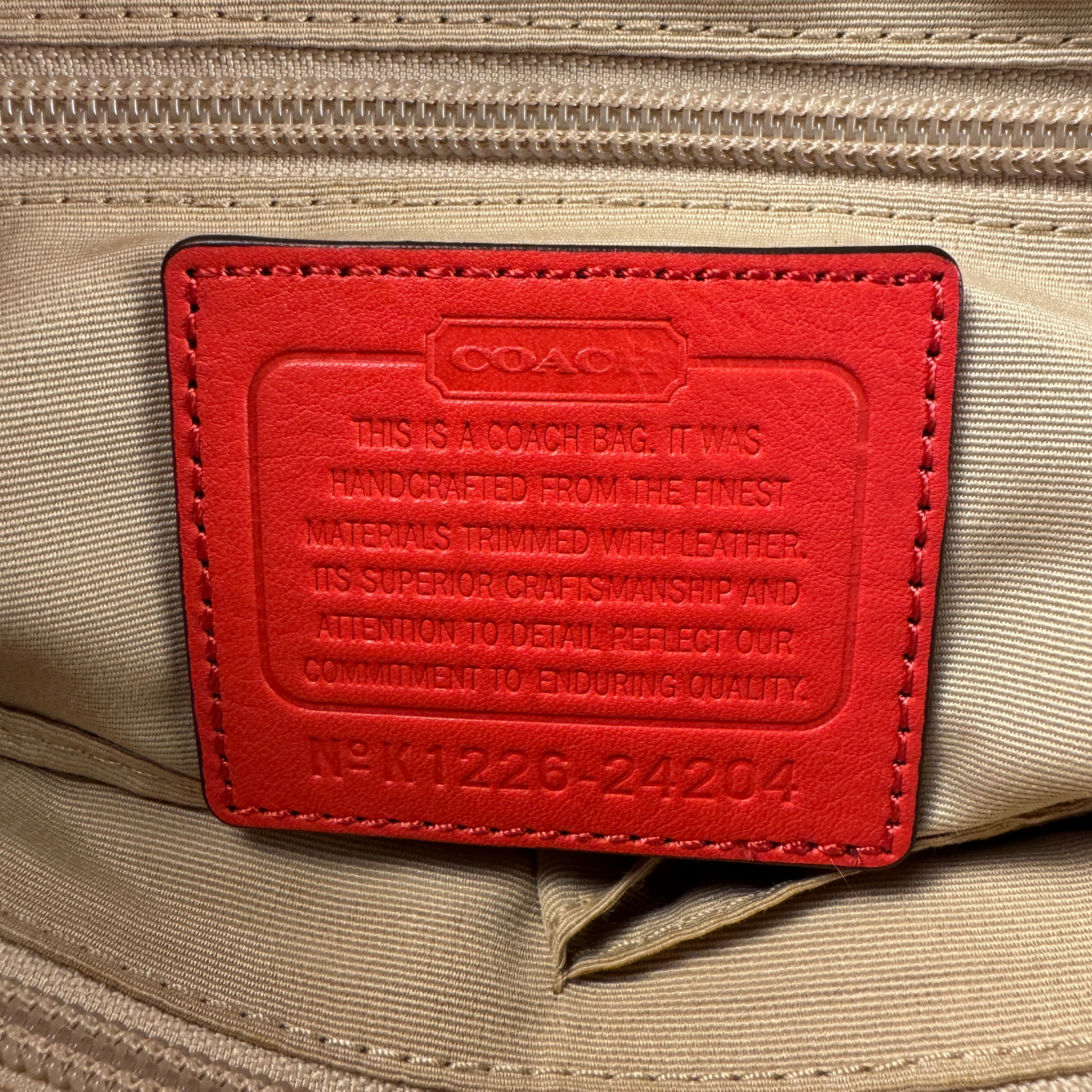 Coach Orange Beige Signature Canvas and Leather Haley Bag