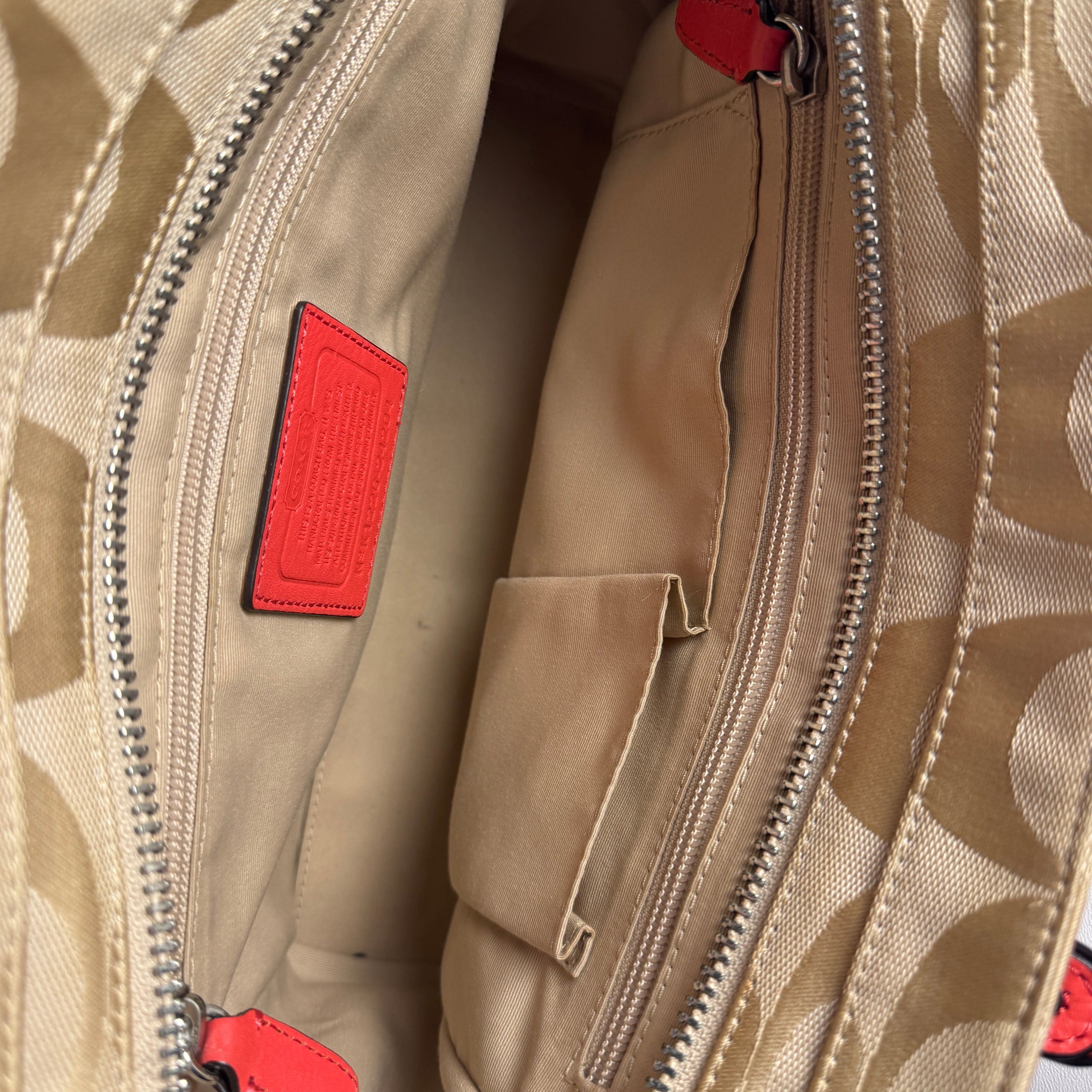 Coach Orange Beige Signature Canvas and Leather Haley Bag