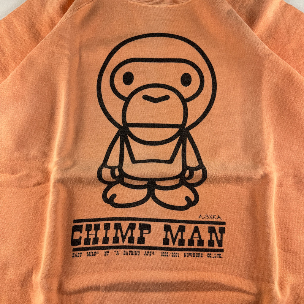 BAPE 2001 Chimp Man Nigo Era Orange Tee (M)