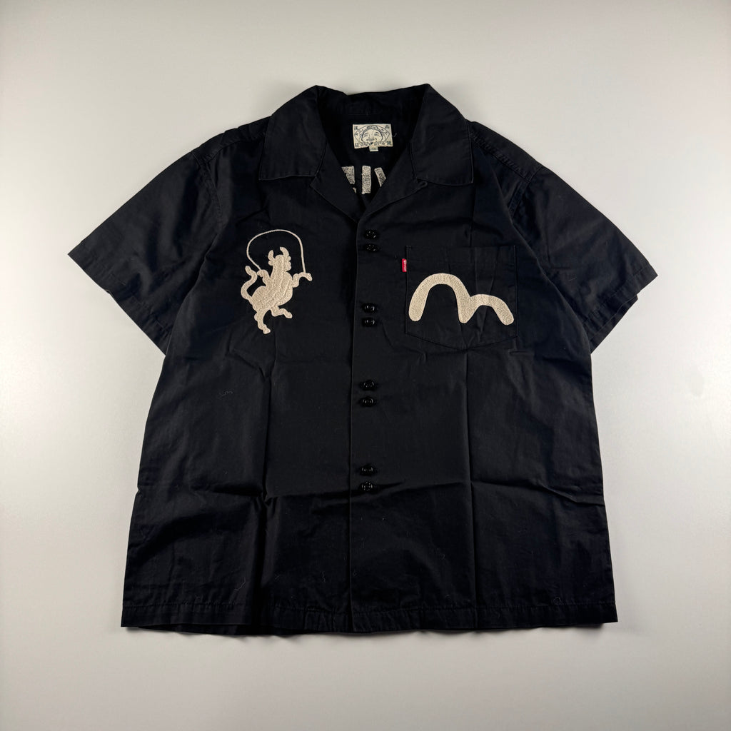 EVISU Paris Embroidered Black S/S Shirt (38/M)