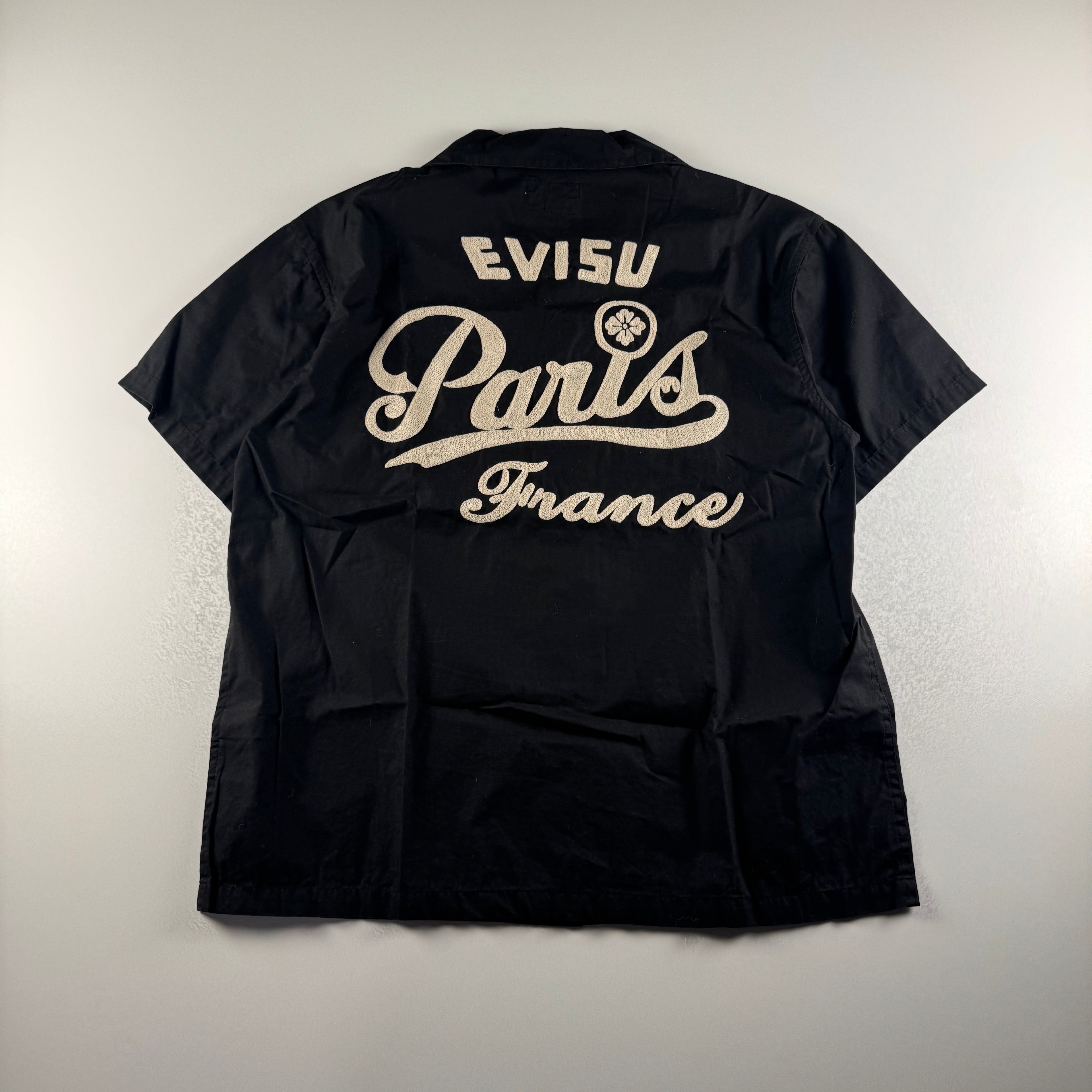 EVISU Paris Embroidered Black S/S Shirt (38/M)