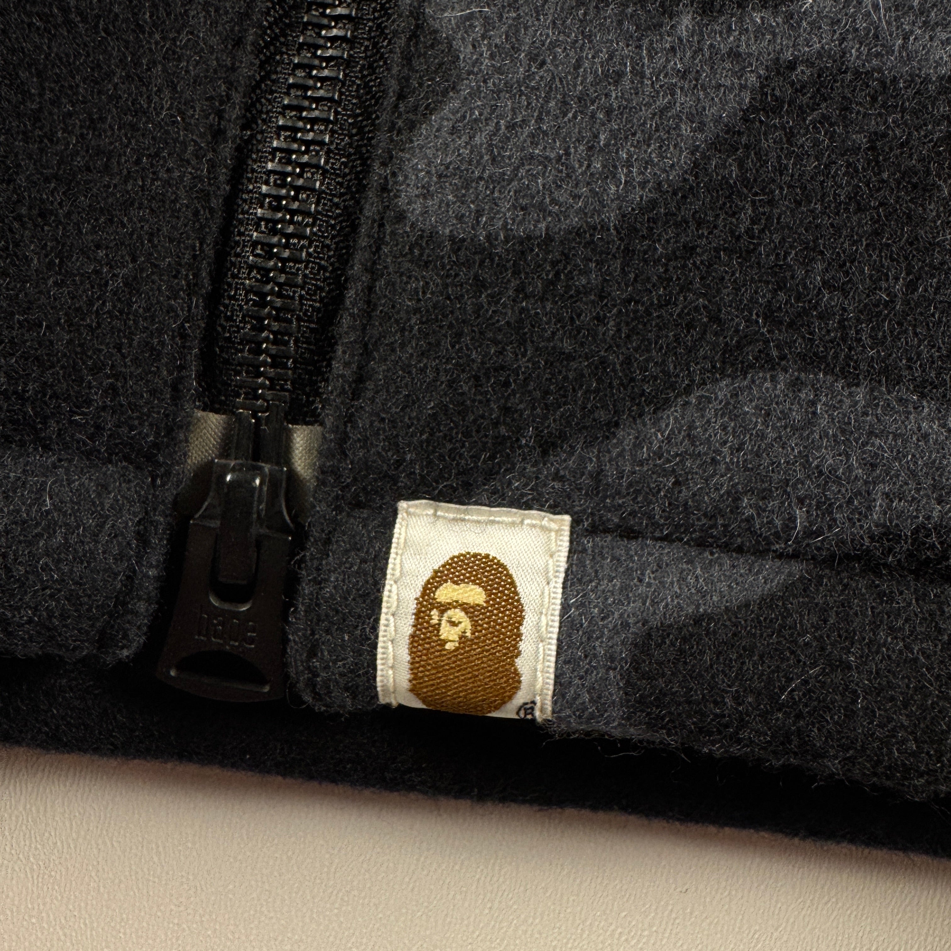 BAPE Camo Black Leather Varsity Jacket (M)