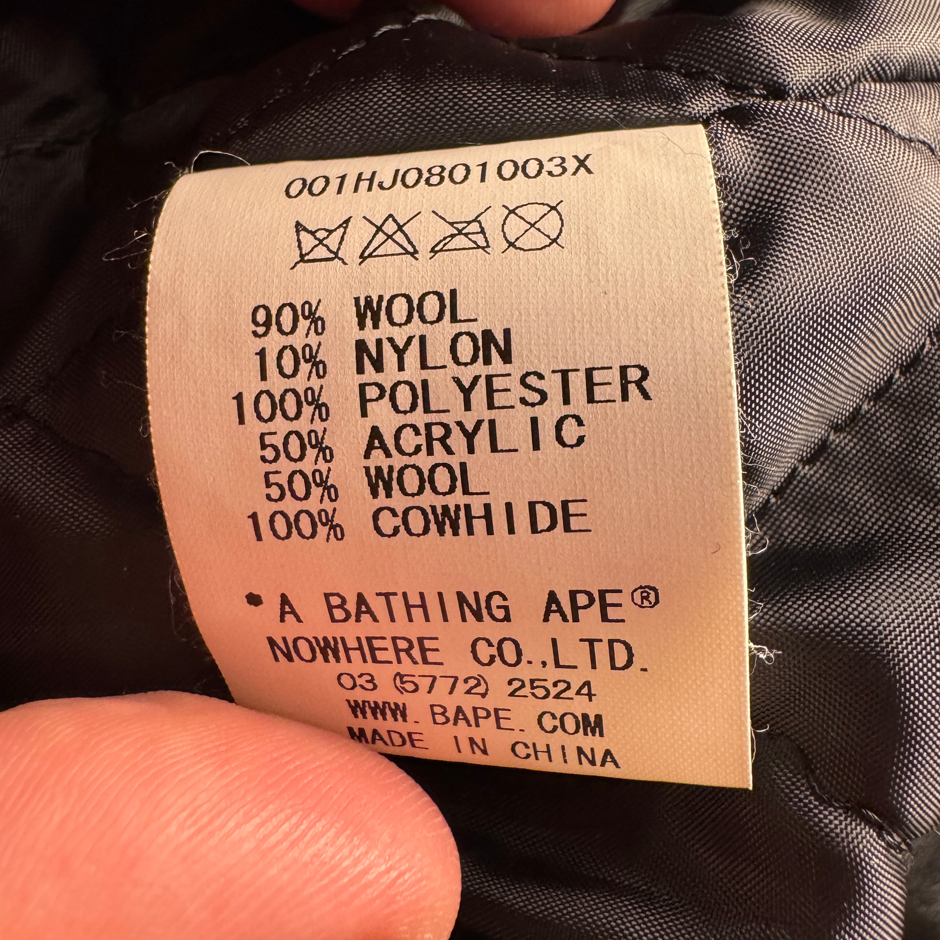 BAPE Camo Black Leather Varsity Jacket (M)