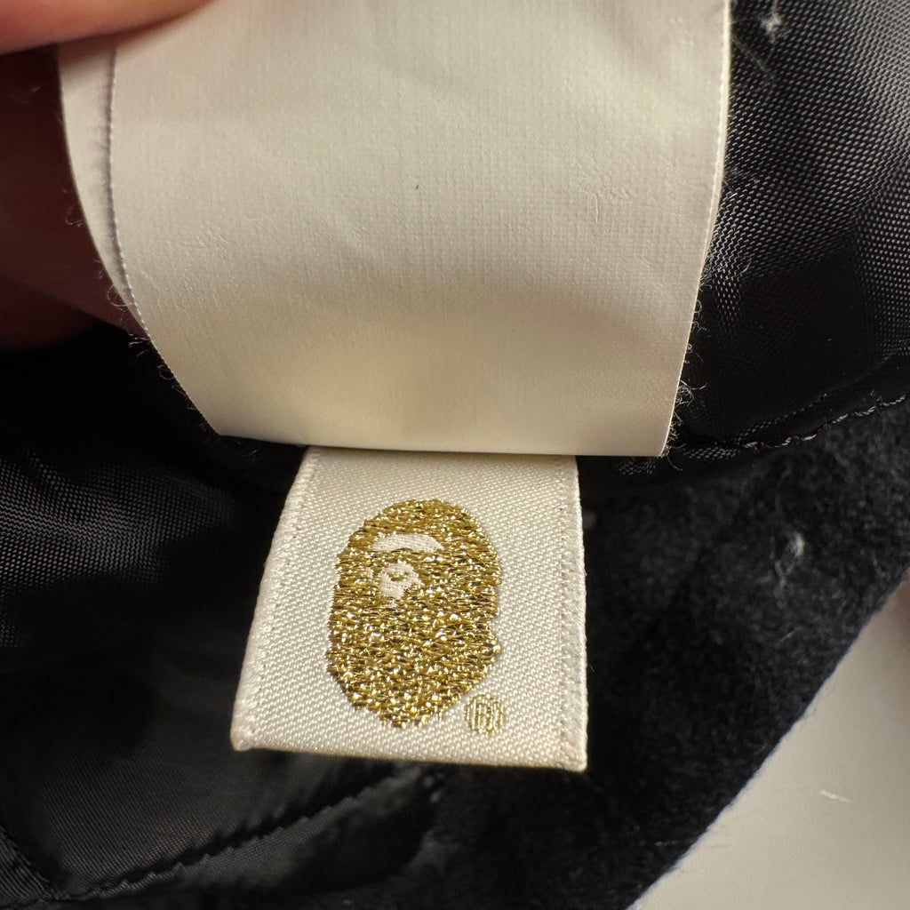 BAPE Camo Black Leather Varsity Jacket (M)