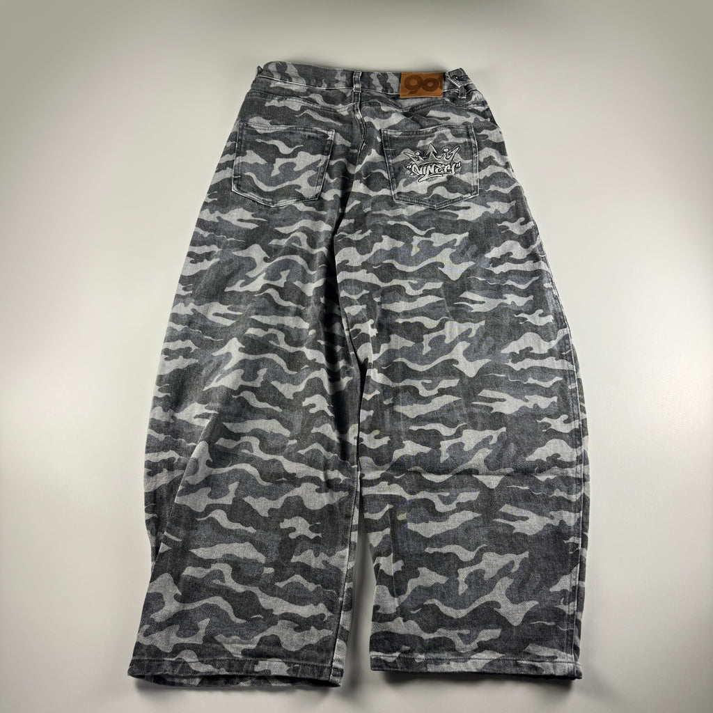 9090 Blue Camo Balloon Baggy Pants (L)