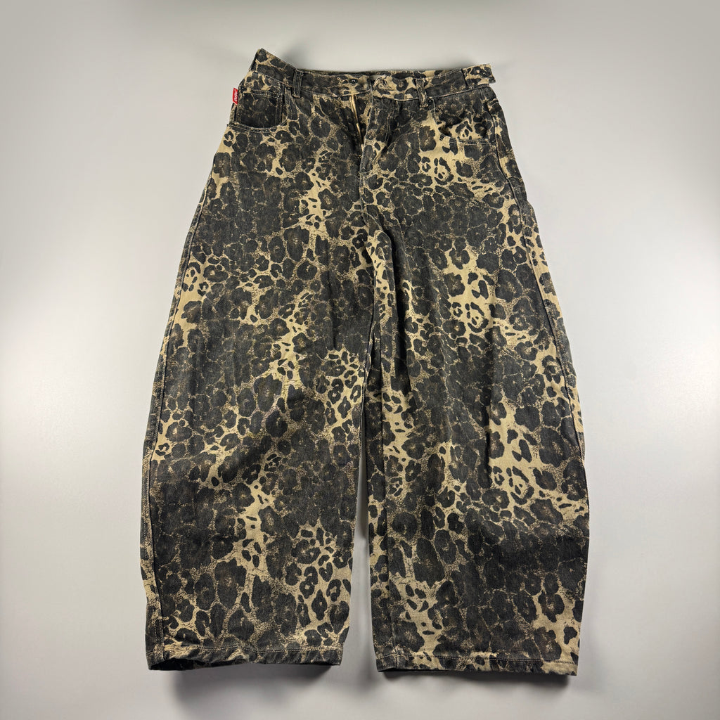 9090 King Logo Leopard Baggy Pants (M)