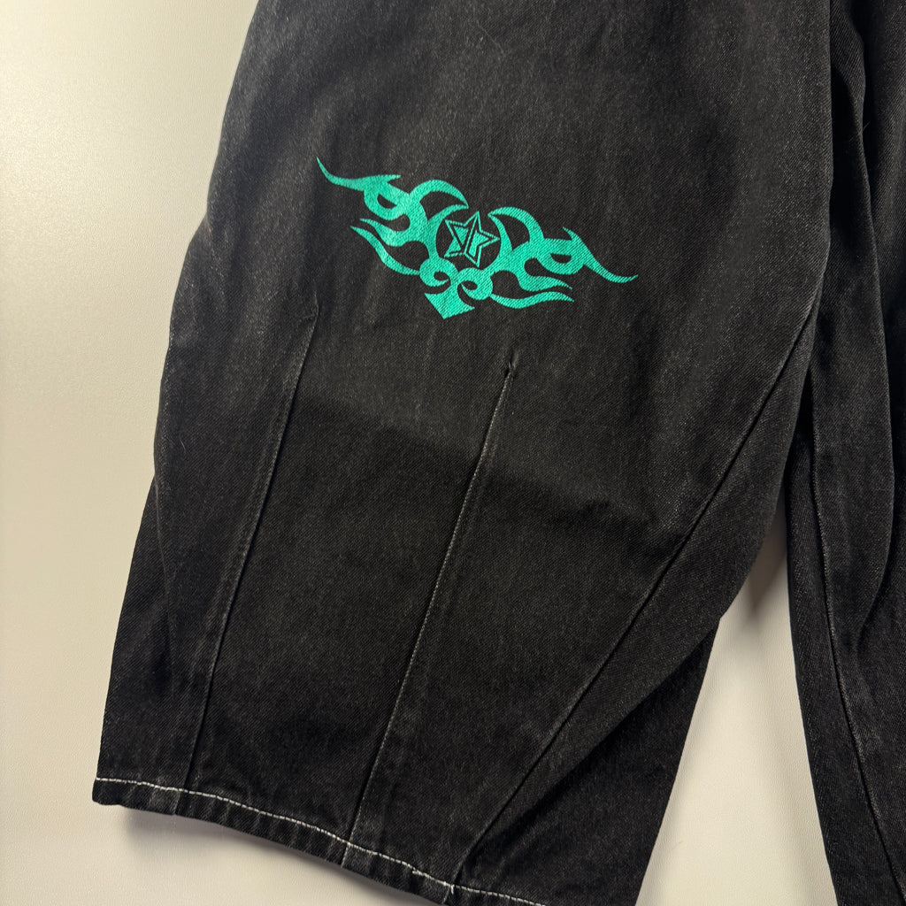 9090 Ultra Baggy Techno Black Pants (XL)