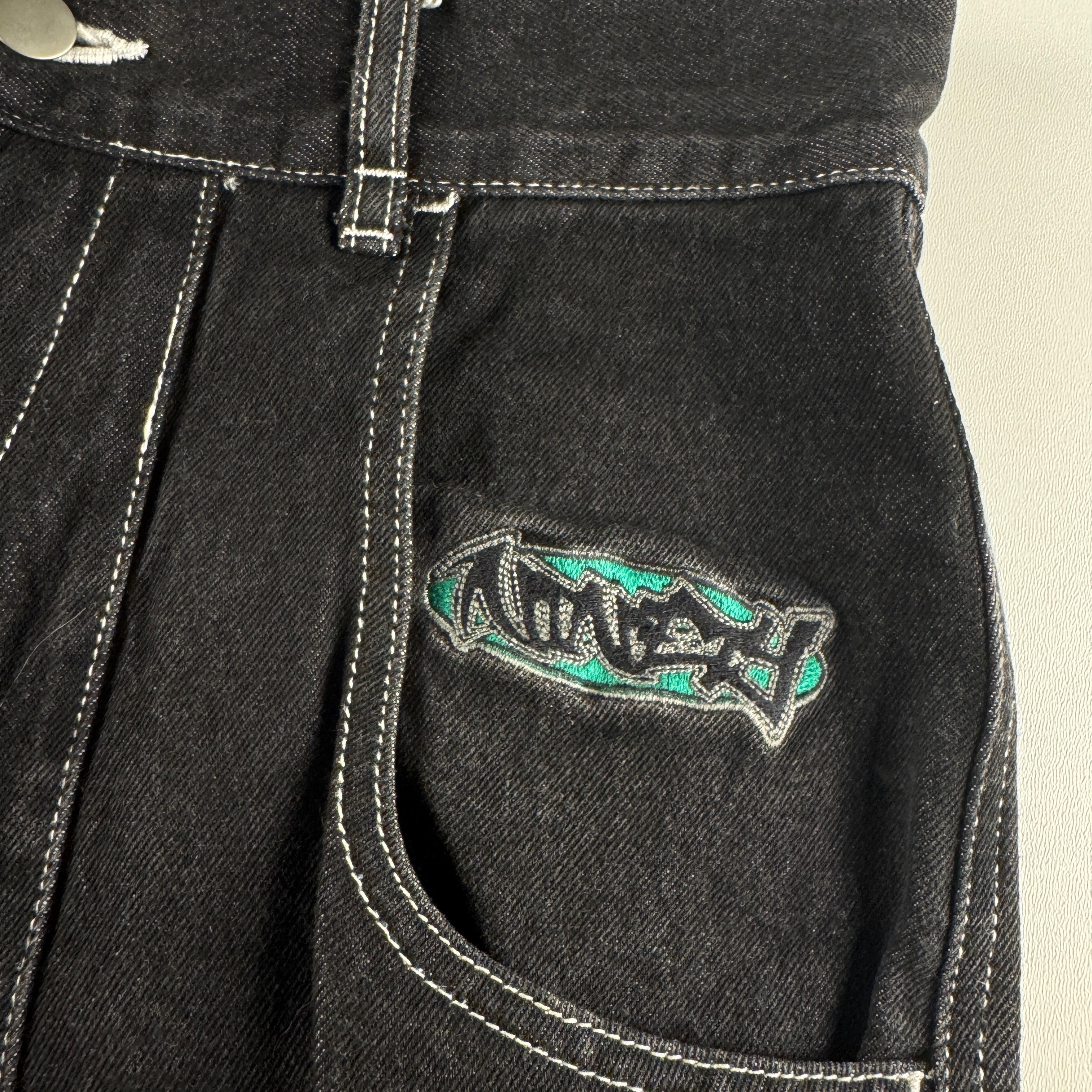 9090 Ultra Baggy Techno Black Pants (XL)