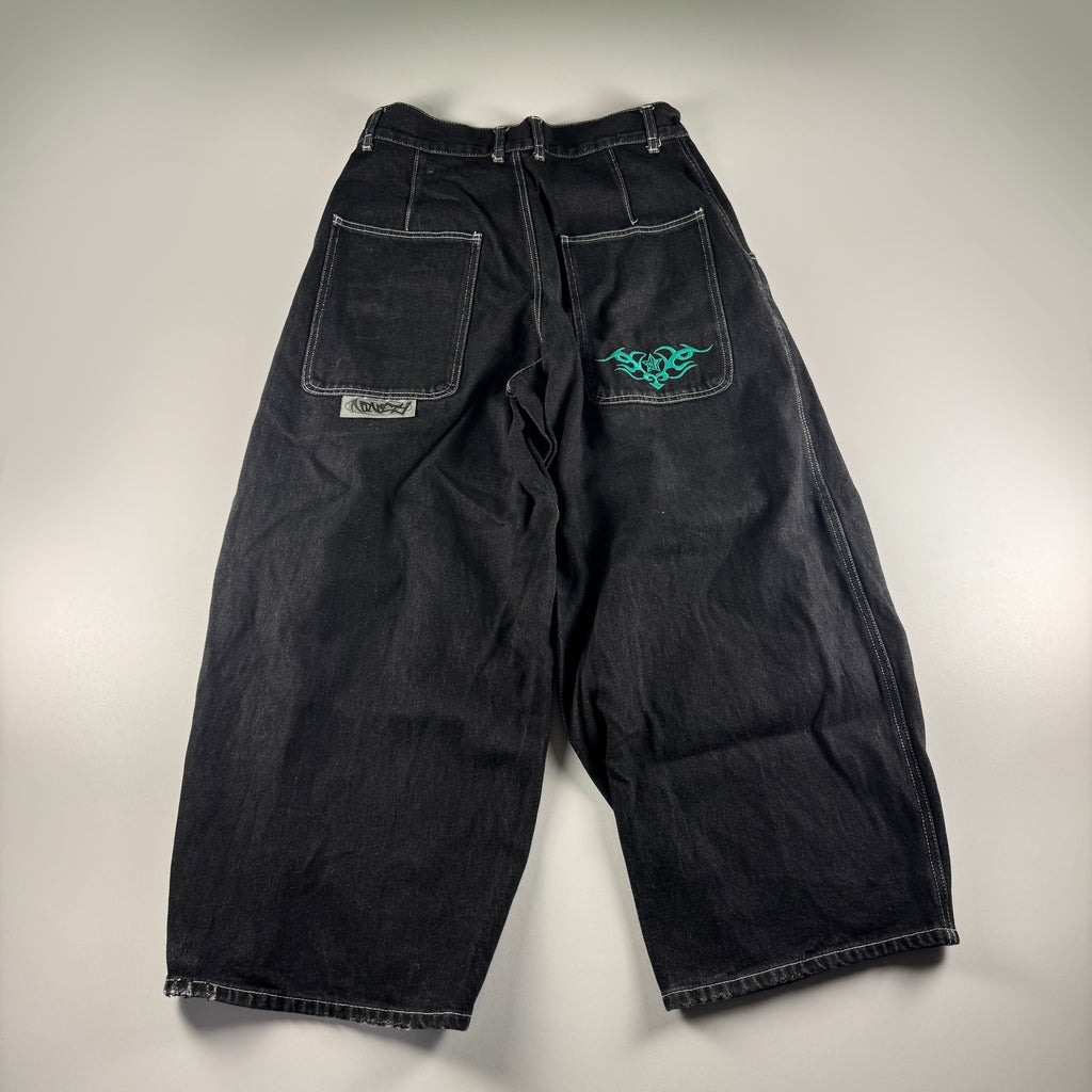9090 Ultra Baggy Techno Black Pants (XL)
