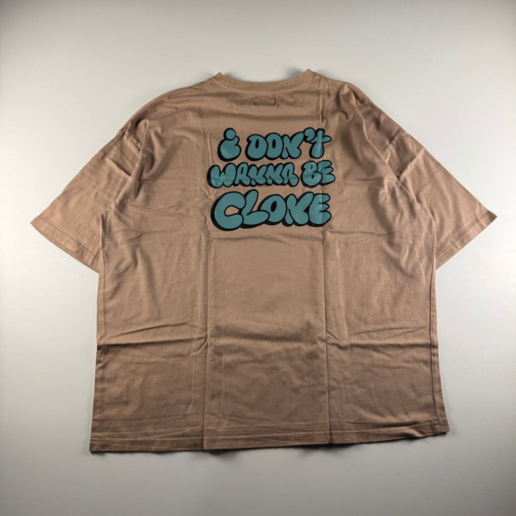 9090 "I don't wanna be clone" Brown Tee (L)