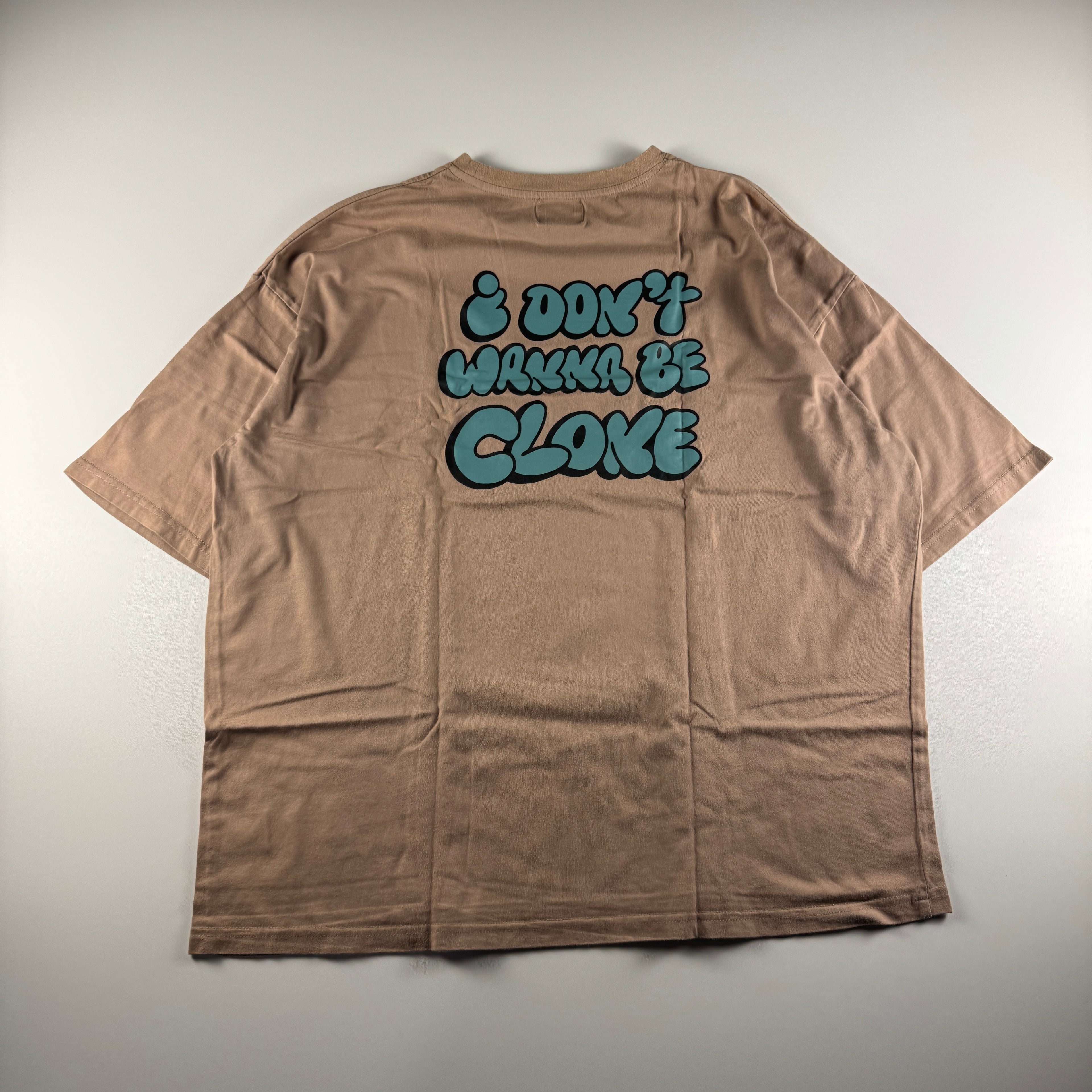 9090 "I don't wanna be clone" Brown Tee (L)