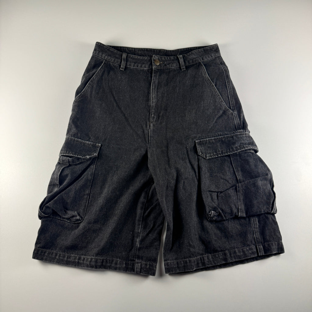Wudgeboy Baggy Cargo Denim Black Short (S)