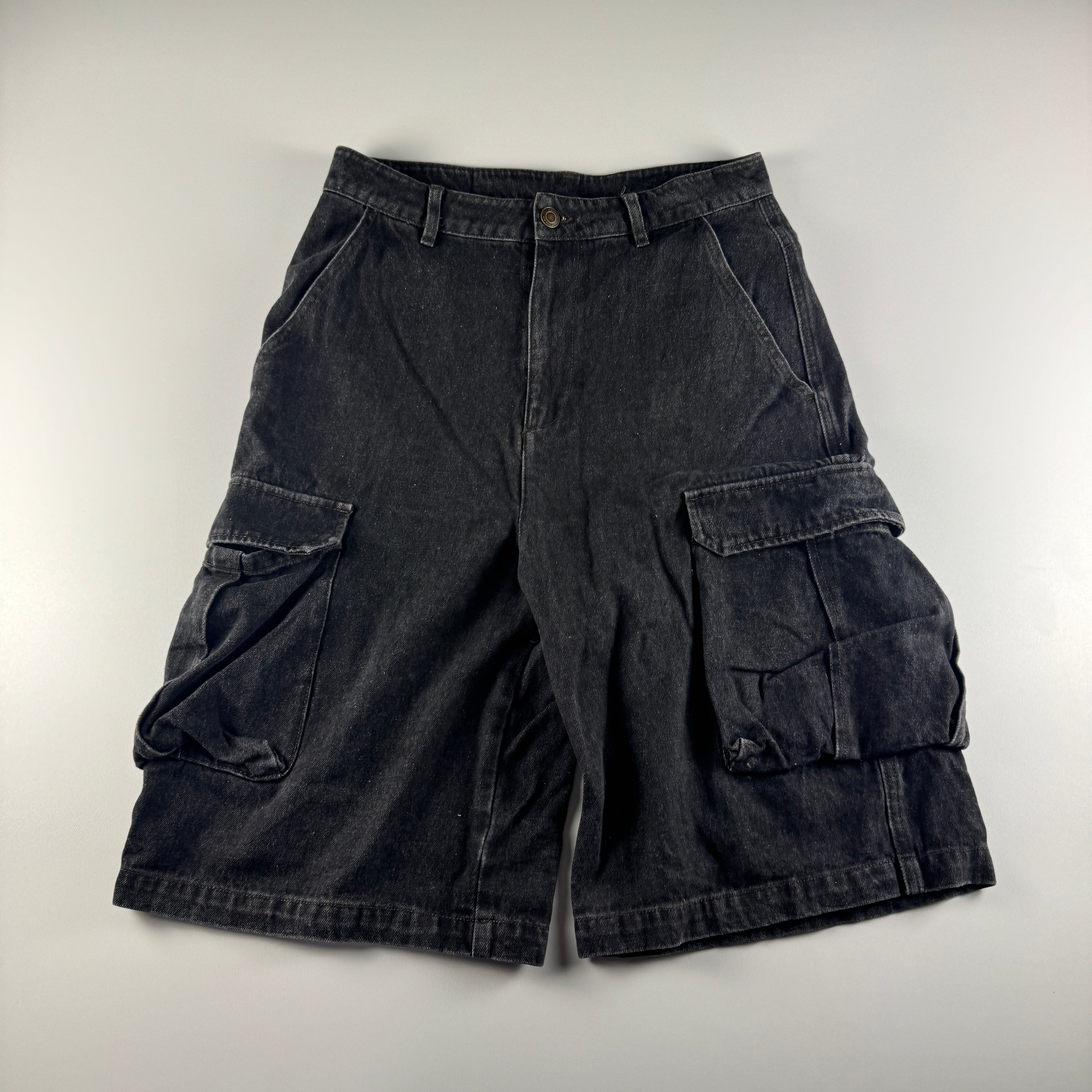 Wudgeboy Baggy Cargo Denim Black Short (S)