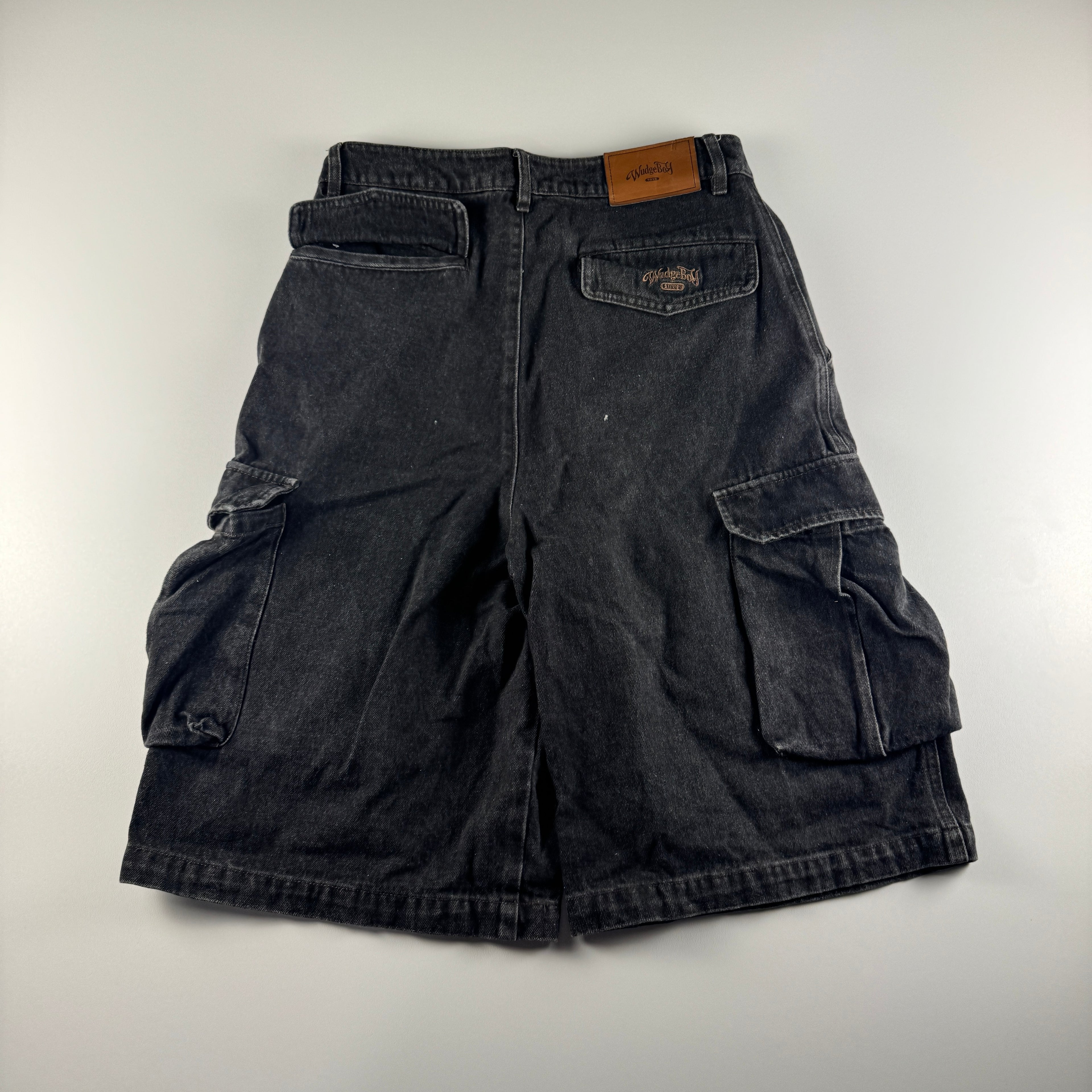 Wudgeboy Baggy Cargo Denim Black Short (S)