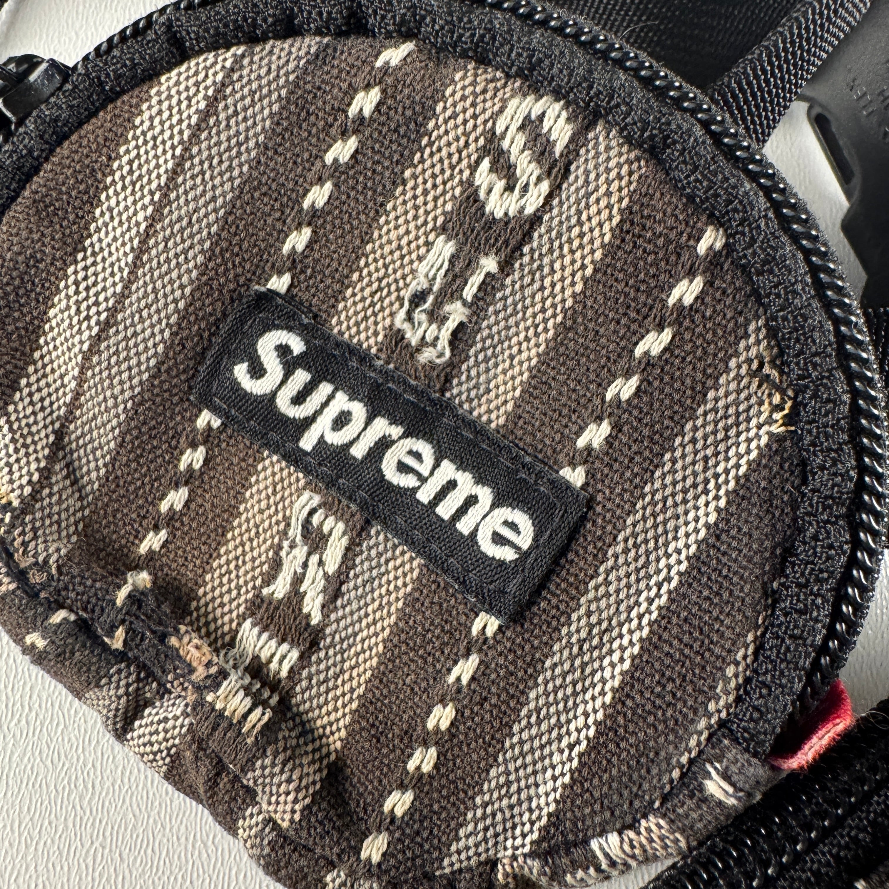 Supreme Woven Stripe Waist Bag Black