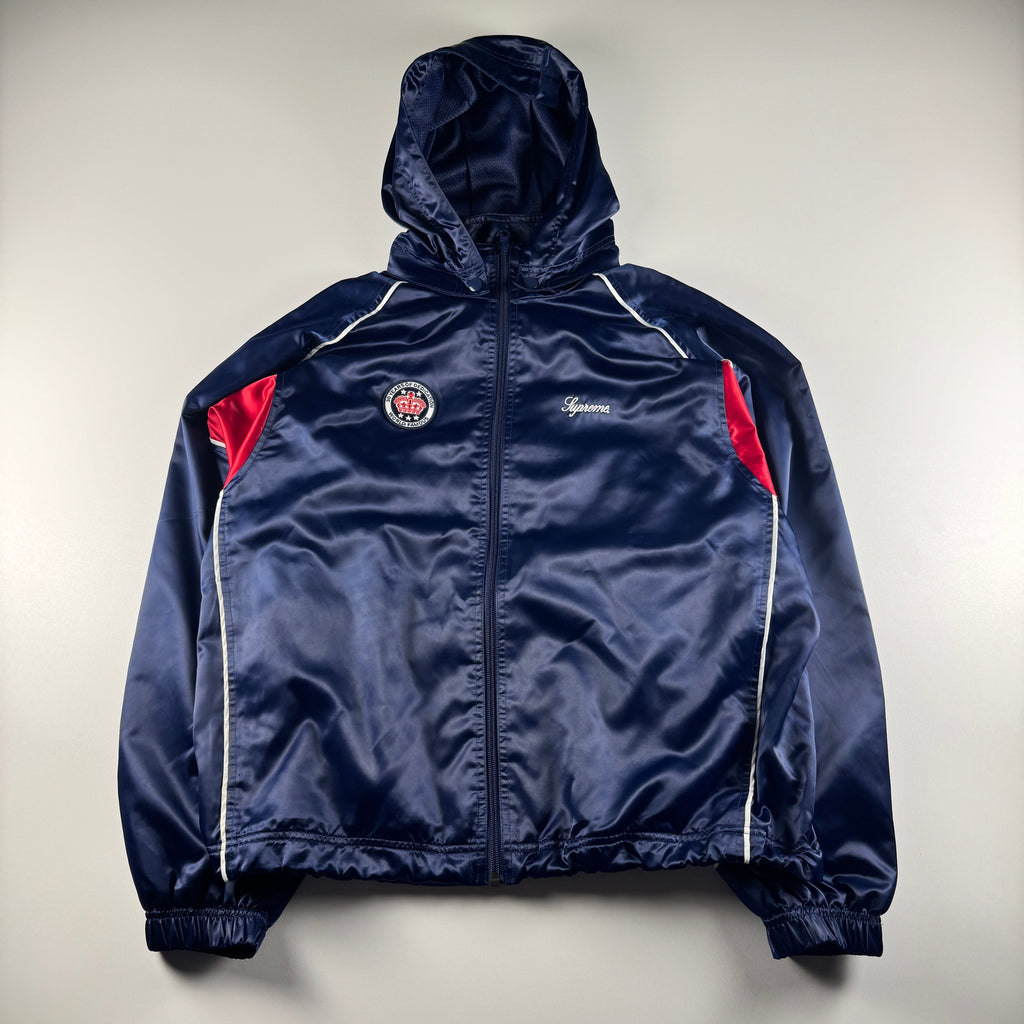 Supreme Satin Navy Blue Track Jacket (M)