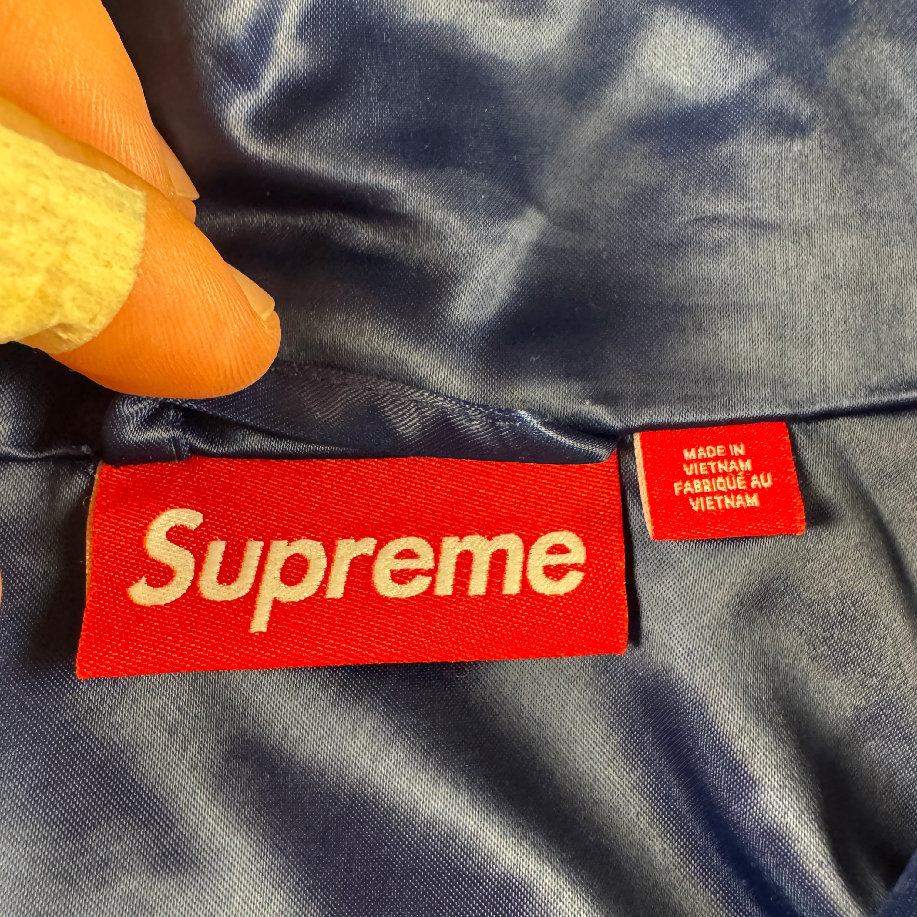 Supreme Satin Navy Blue Track Jacket (M)