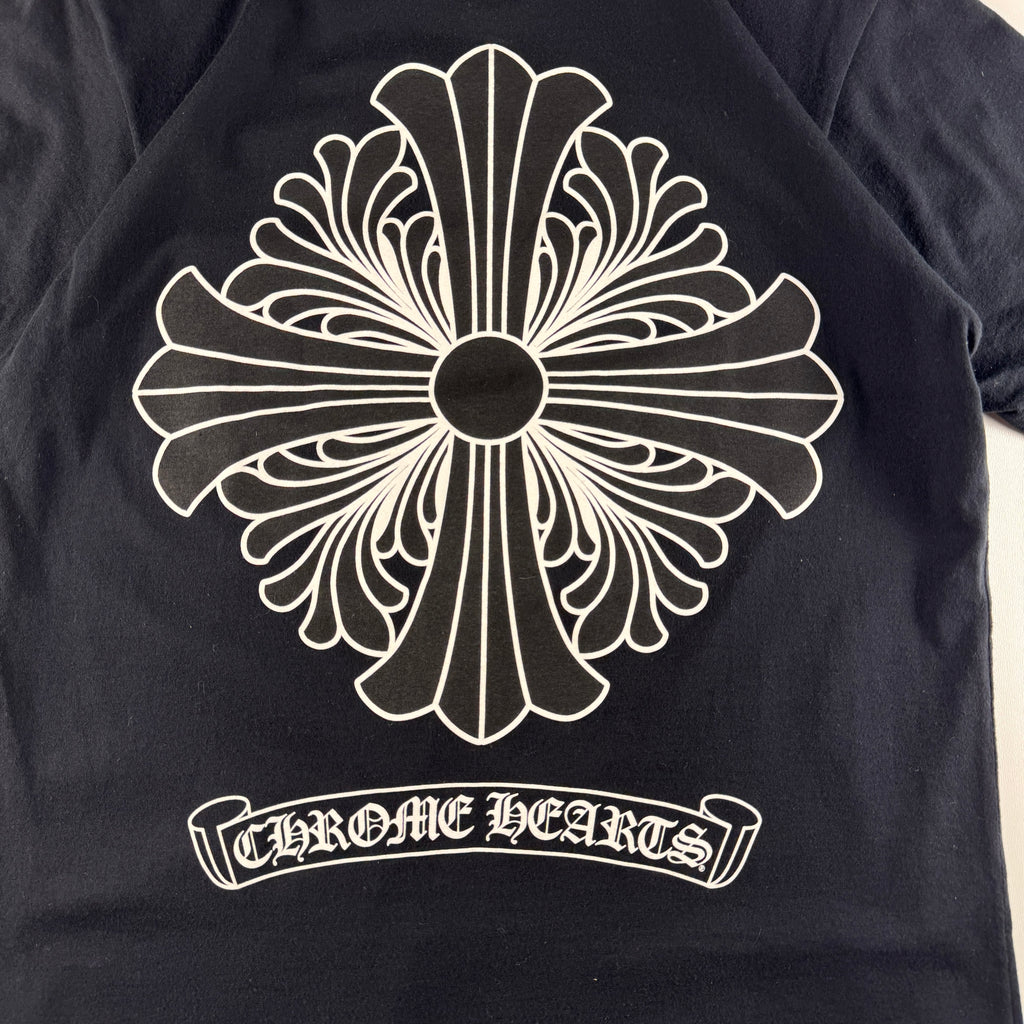 Chrome Hearts Plus Scroll Logo Black Tee (M)