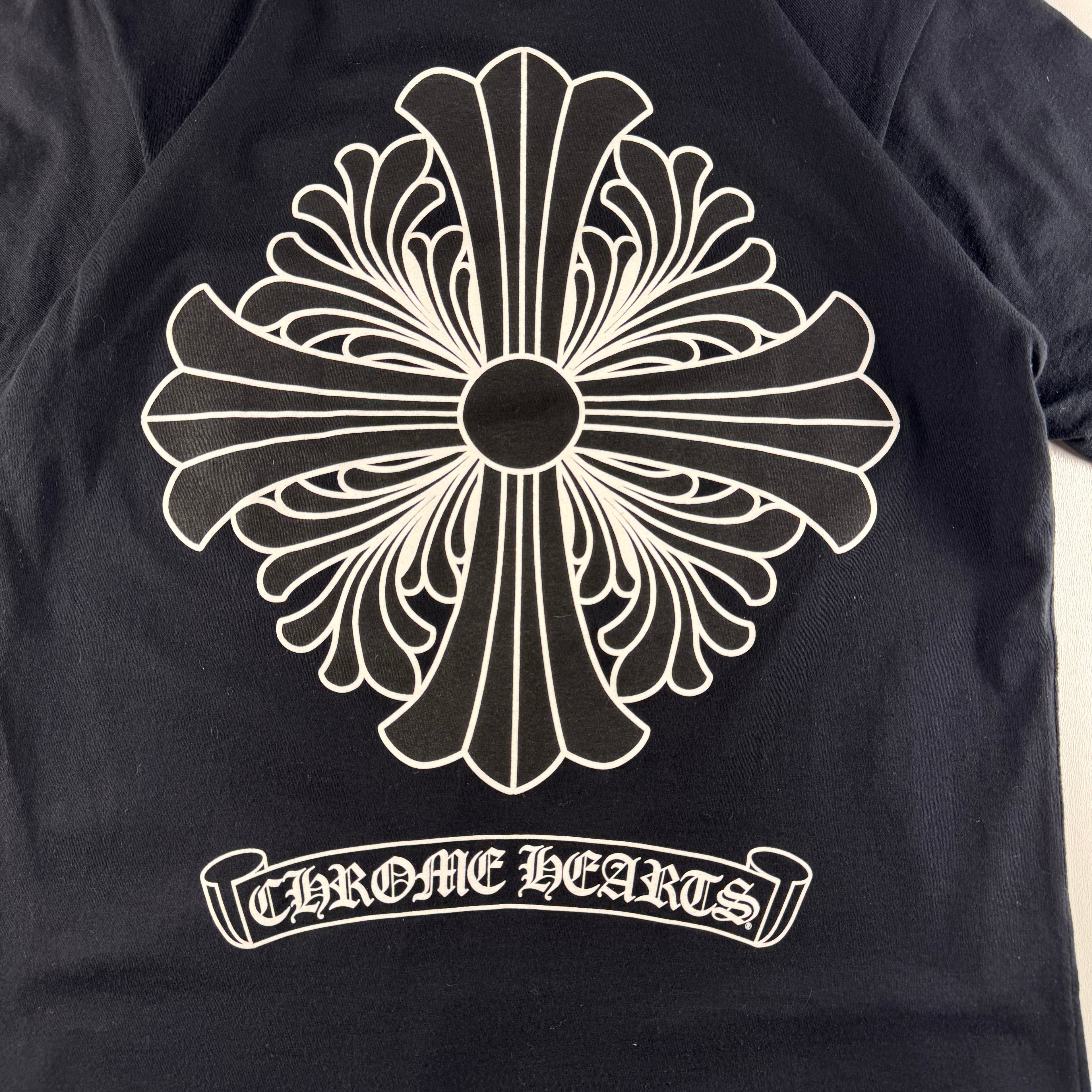 Chrome Hearts Plus Scroll Logo Black Tee (M)