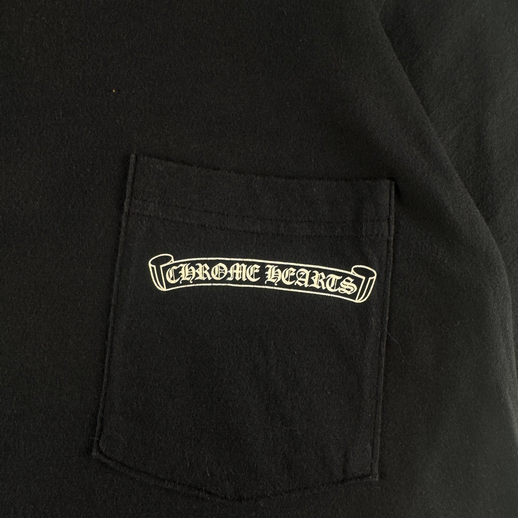 Chrome Hearts Plus Scroll Logo Faded Pocket Black Tee (S)