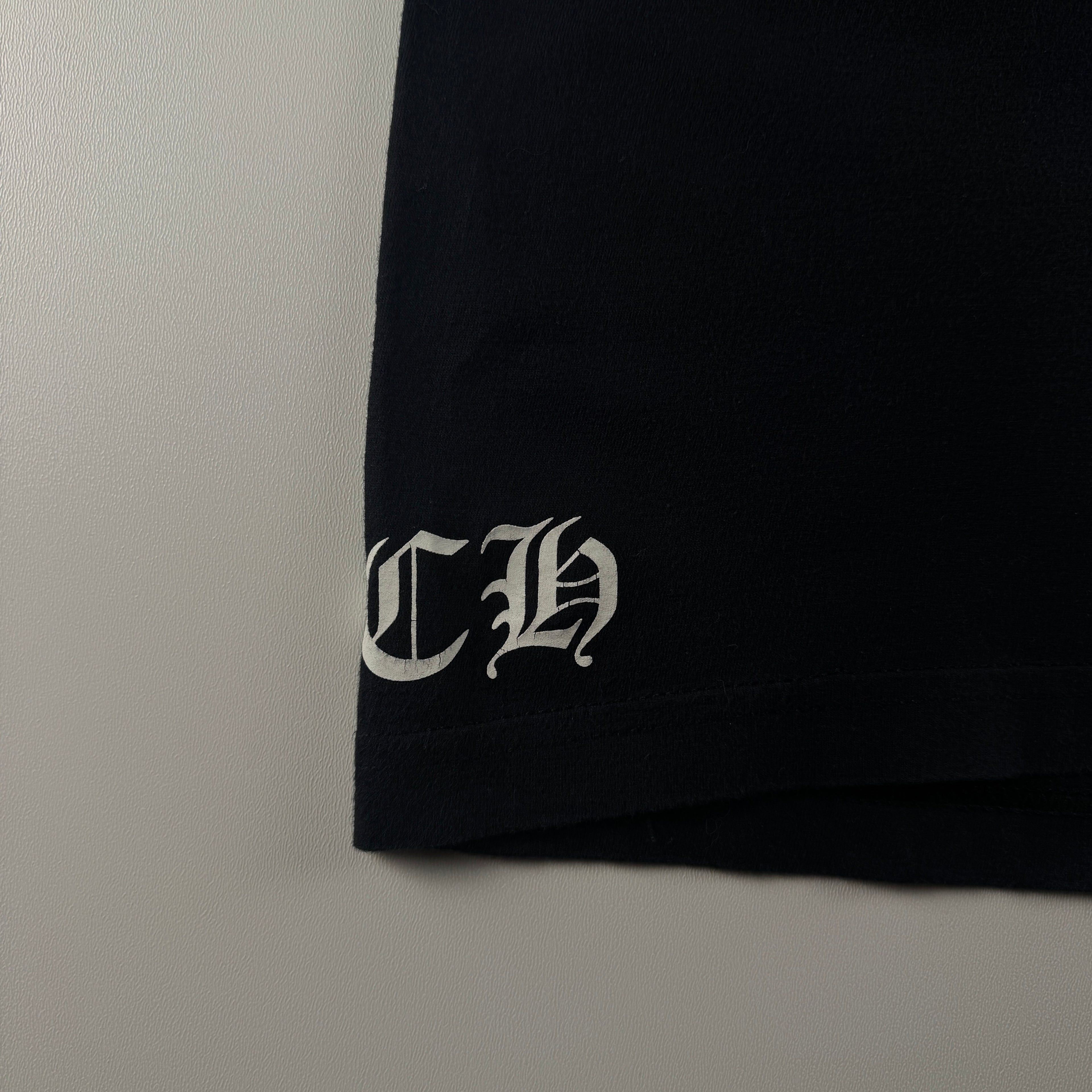 Chrome Hearts Plus Scroll Logo Faded Pocket Black Tee (S)