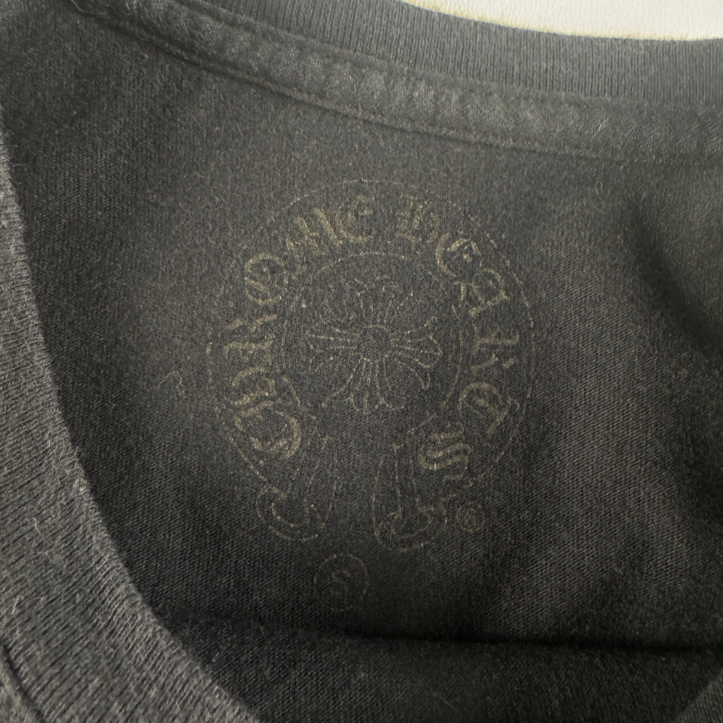 Chrome Hearts Plus Scroll Logo Faded Pocket Black Tee (S)