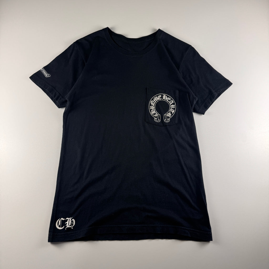 Chrome Hearts Vertical Crosses Logo Pocket Black Tee (S)