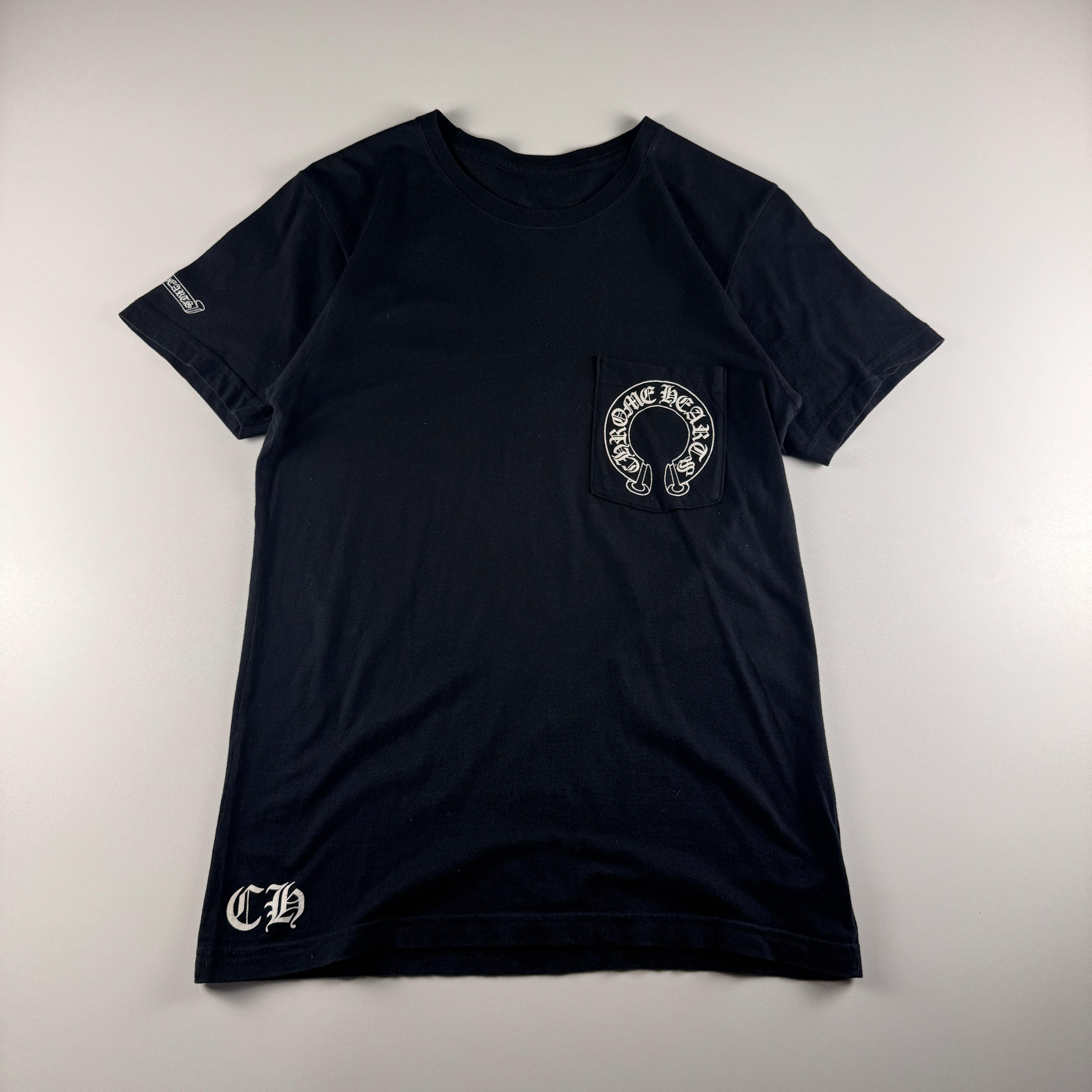 Chrome Hearts Vertical Crosses Logo Pocket Black Tee (S)