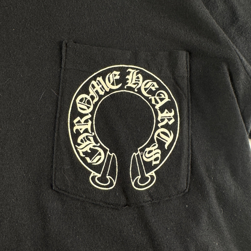 Chrome Hearts Vertical Crosses Logo Pocket Black Tee (S)