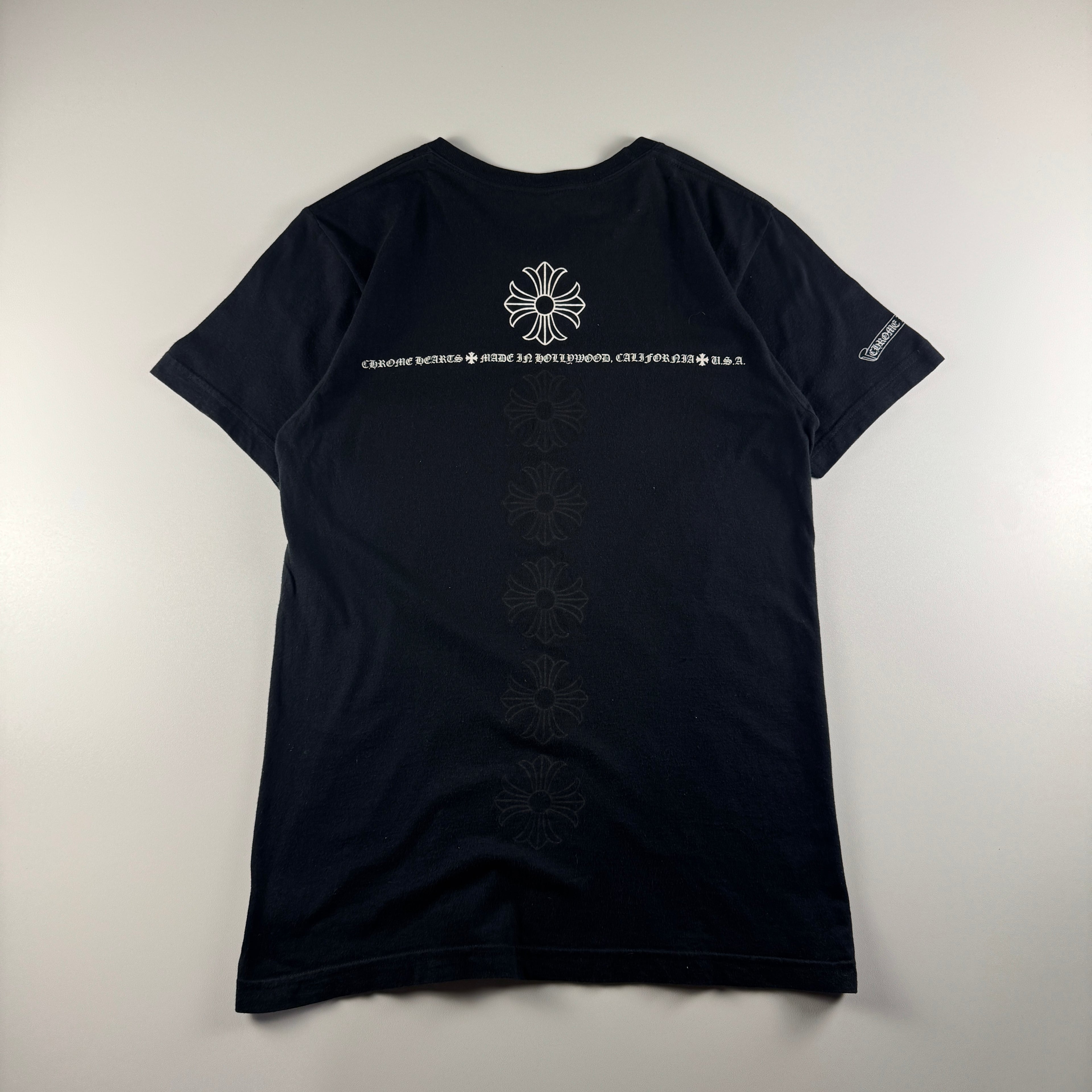 Chrome Hearts Vertical Crosses Logo Pocket Black Tee (S)