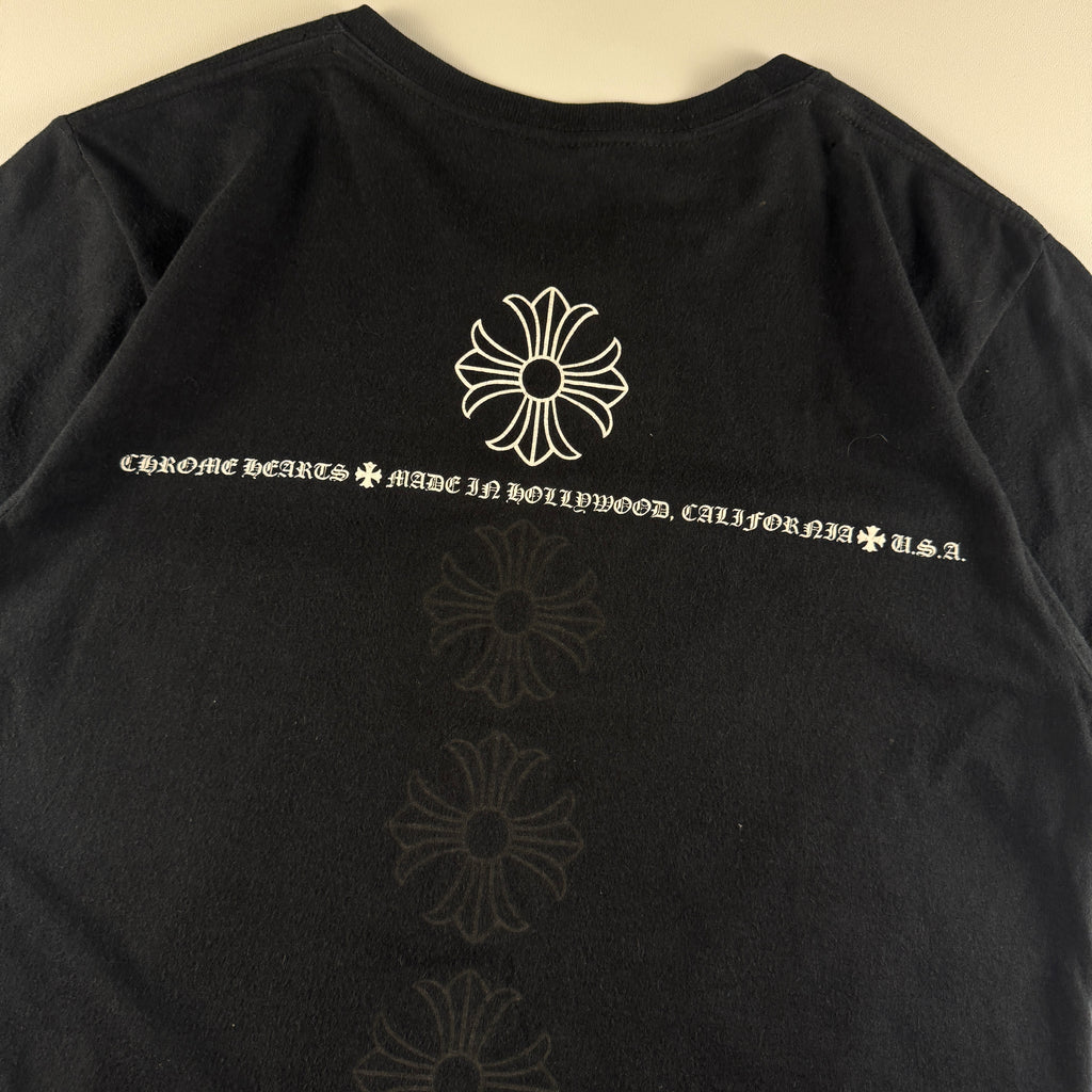 Chrome Hearts Vertical Crosses Logo Pocket Black Tee (S)