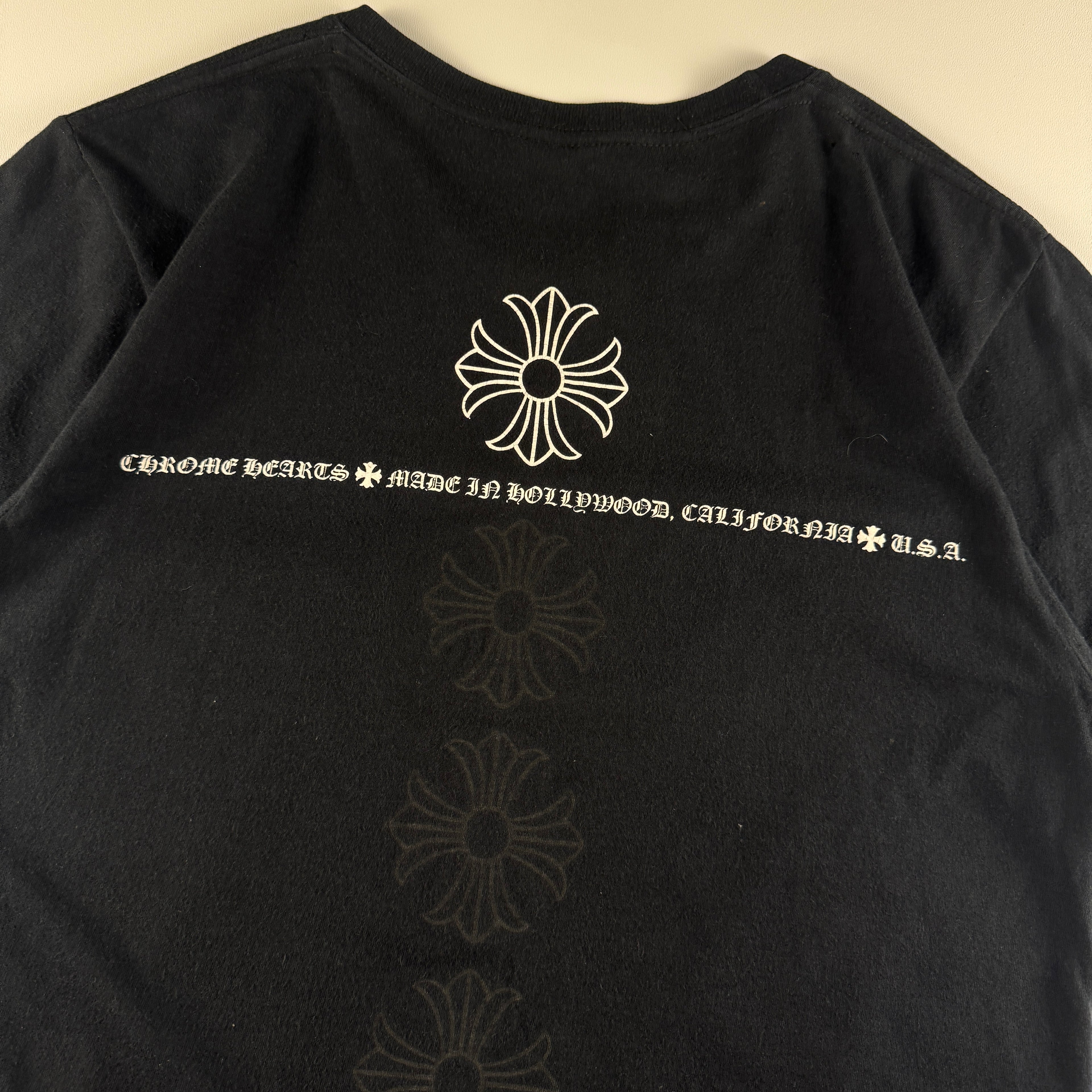 Chrome Hearts Vertical Crosses Logo Pocket Black Tee (S)